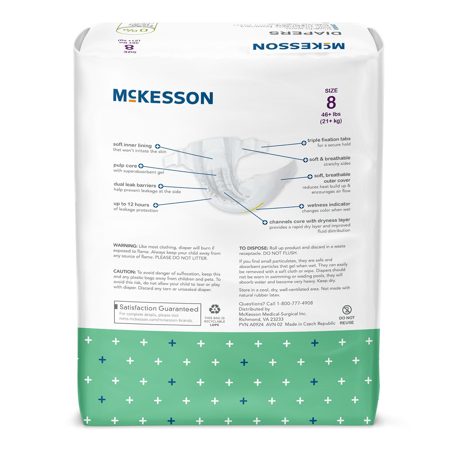 McKesson Unisex Youth Incontinence Brief Size 8 Disposable Heavy Absorbency (1261981_BG)
