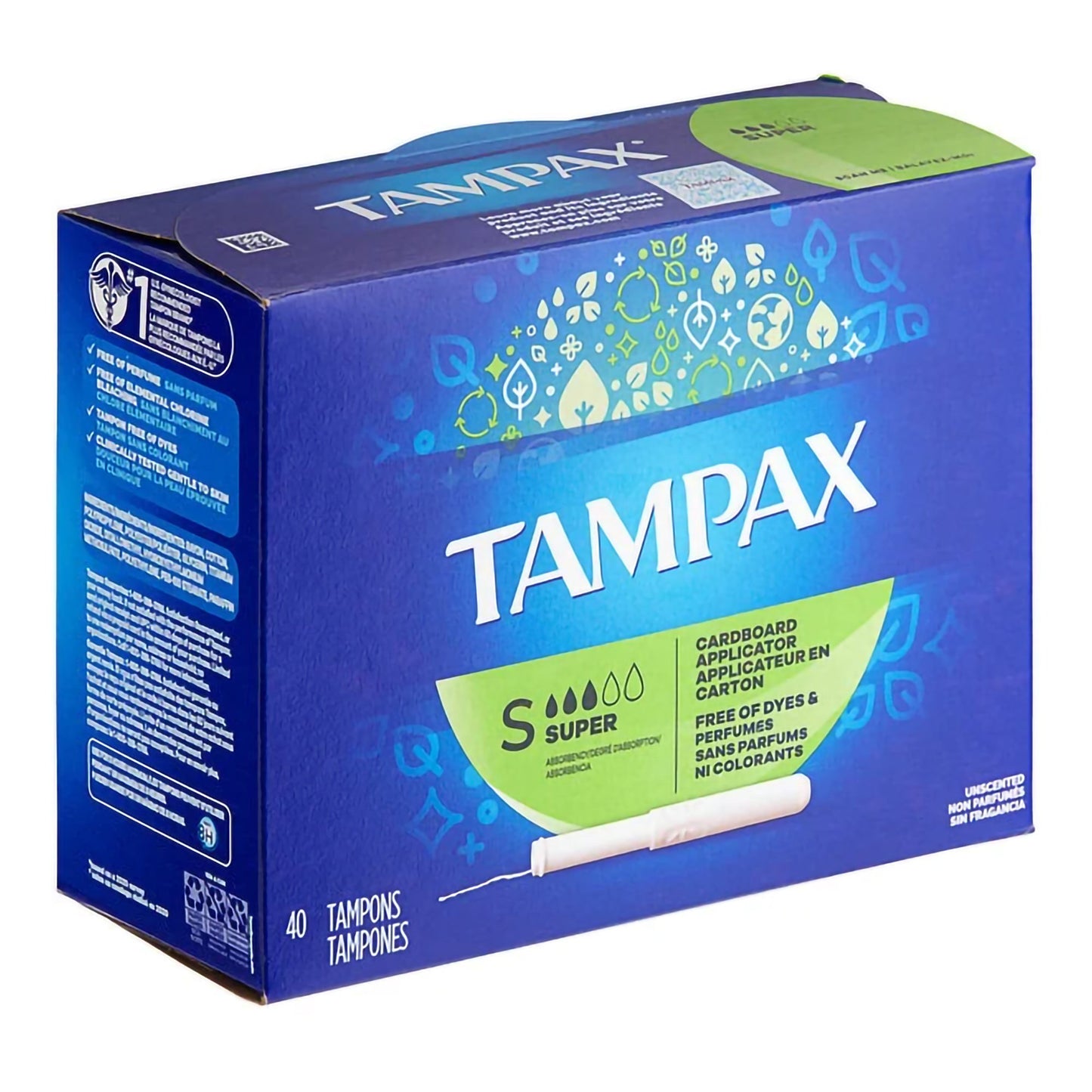 Tampax® Tampon Super Absorbency Cardboard Applicator Individually Wrapped (1196738_BX)