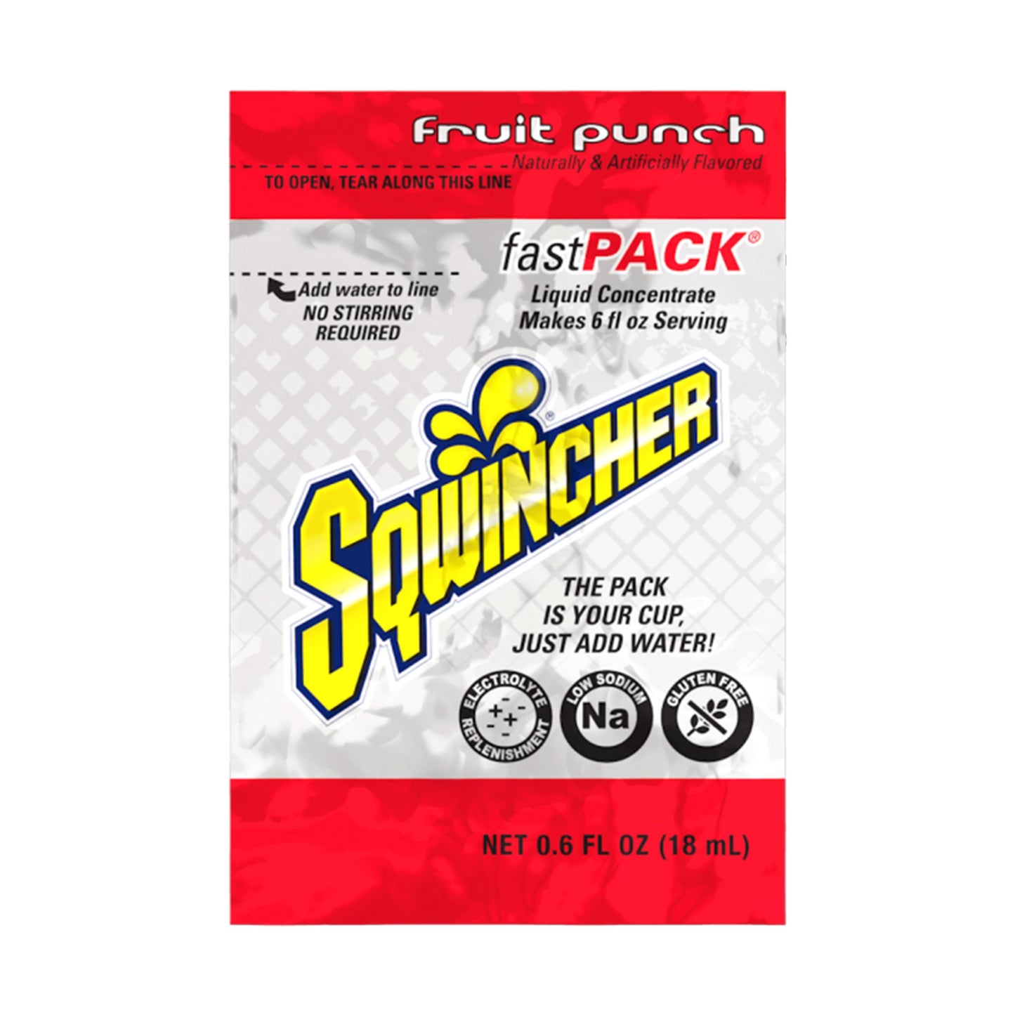 Sqwincher® Fast Pack® Oral Electrolyte Solution Fruit Punch Flavor 0.6 oz. Electrolyte (1196888_BX)