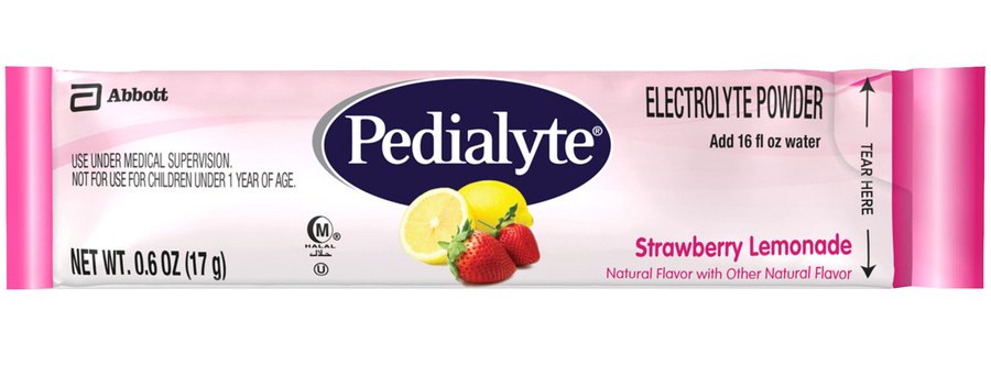 Pedialyte® Powder Packs Oral Electrolyte Solution Strawberry Lemonade Flavor 0.6 oz. Electrolyte (1130200_PK)