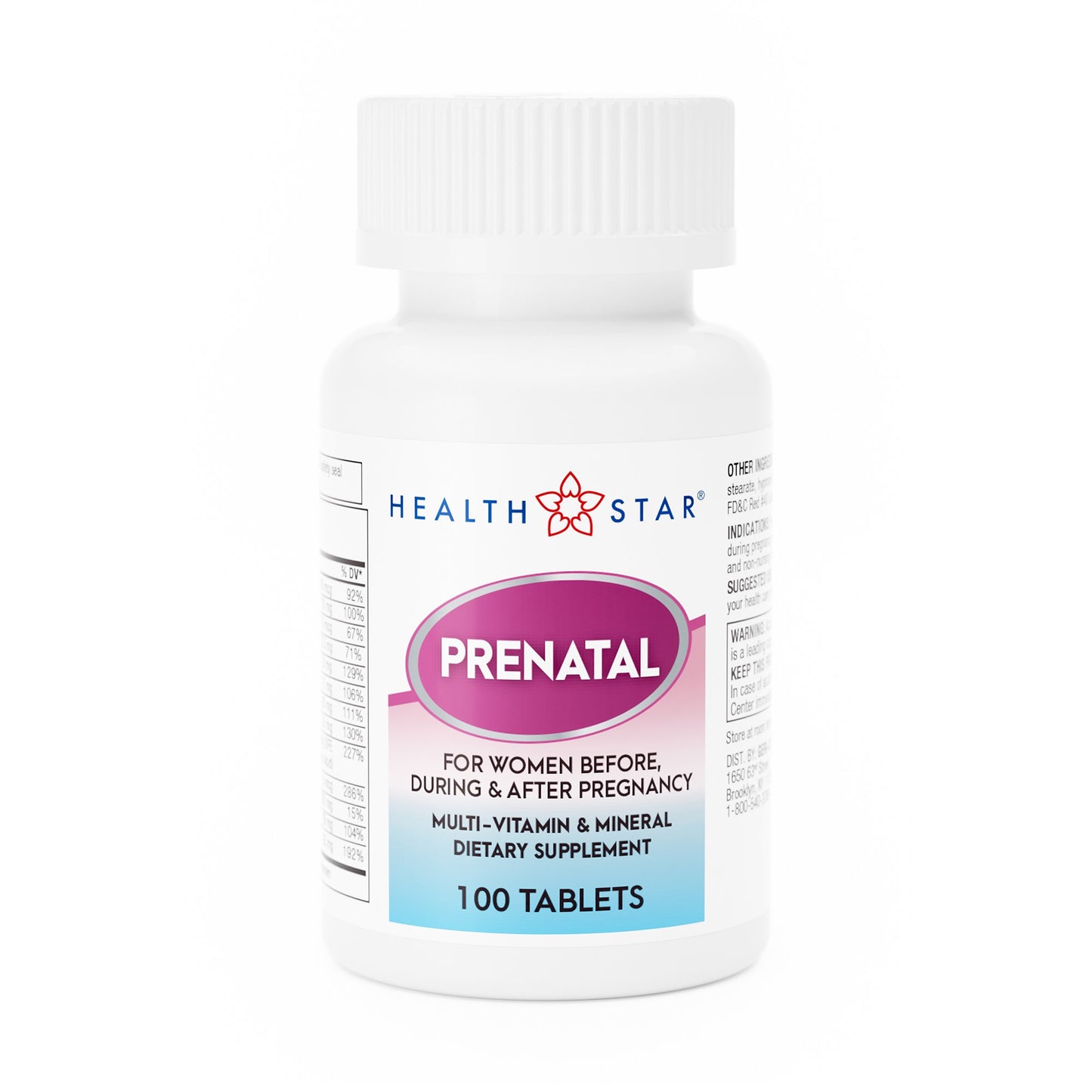 HEALTHSTAR® Prenatal Vitamin Supplement Tablet 100 per Bottle (556973_CS)