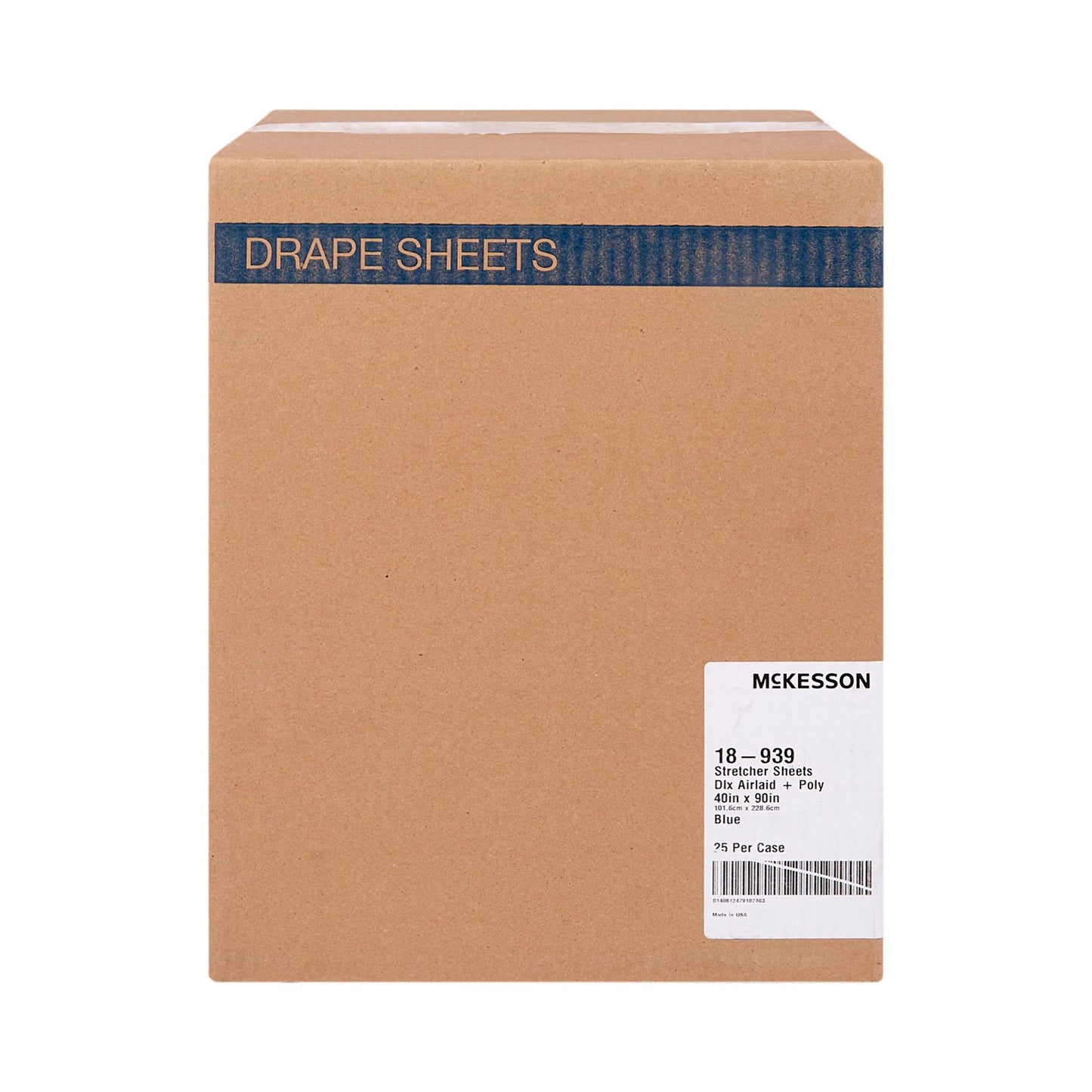 McKesson Stretcher Sheet Flat 40 W X 90 L Inch Blue Polyback Airlaid Disposable (148016_CS)