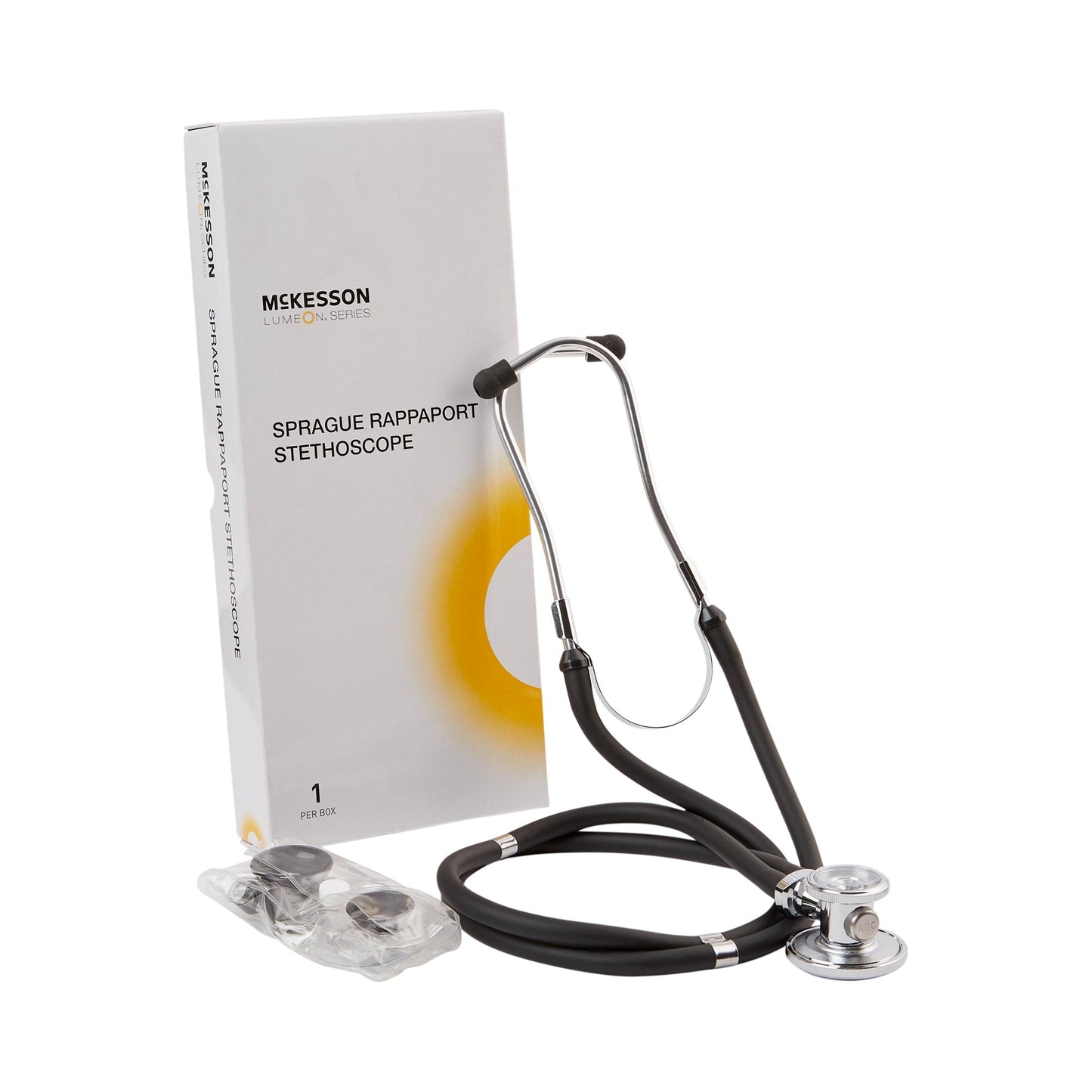 McKesson LUMEON™ Sprague Stethoscope Black 2-Tube 22 Inch Tube Double Sided Chestpiece (363729_EA)
