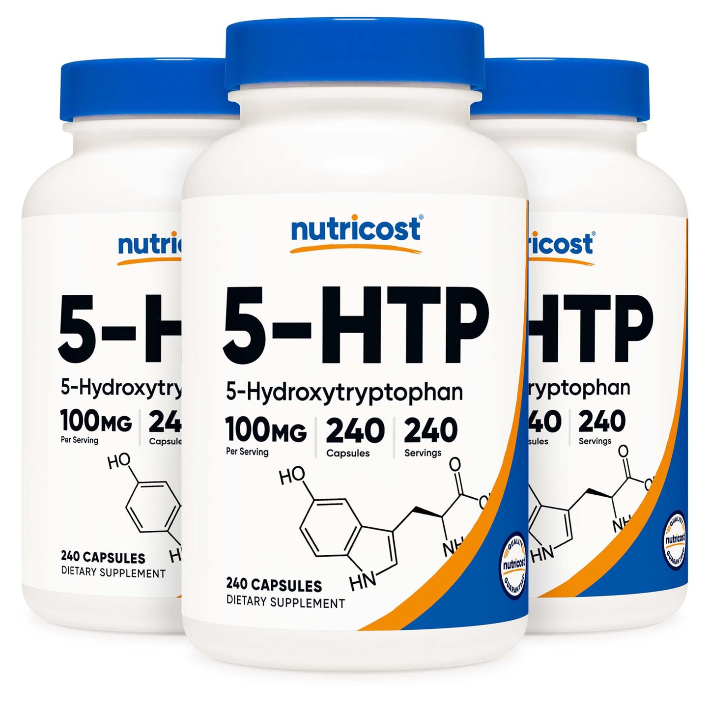 nutricost® 5-HTP Dietary Supplement 5-Hydroxytrptophan 100 mg Strength Capsule 240 Per Bottle (1270260_BT)
