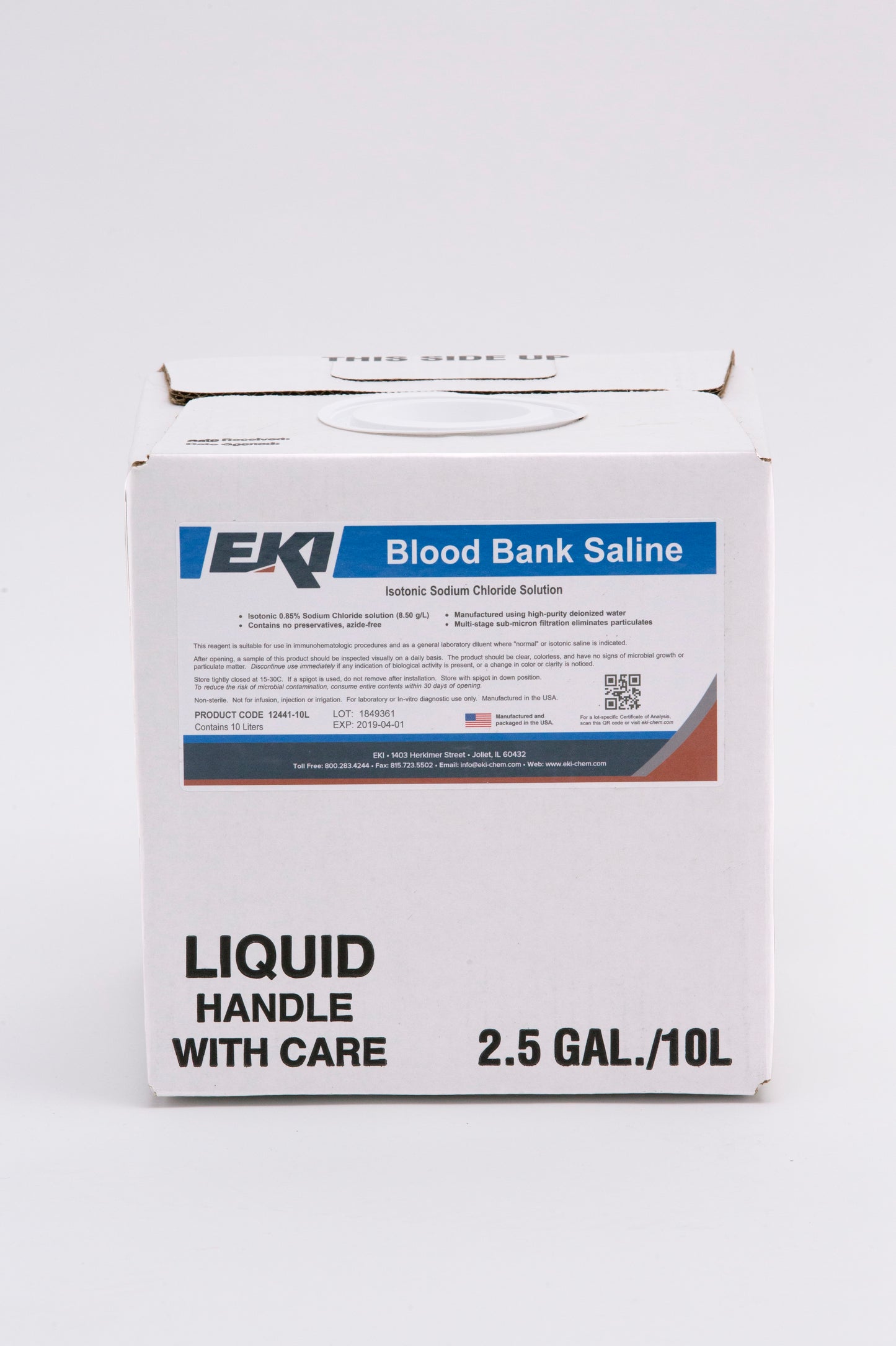 EK Industries Inc Immunohematology Reagent Saline Blood Bank 0.85% 10 Liter (887509_EA)