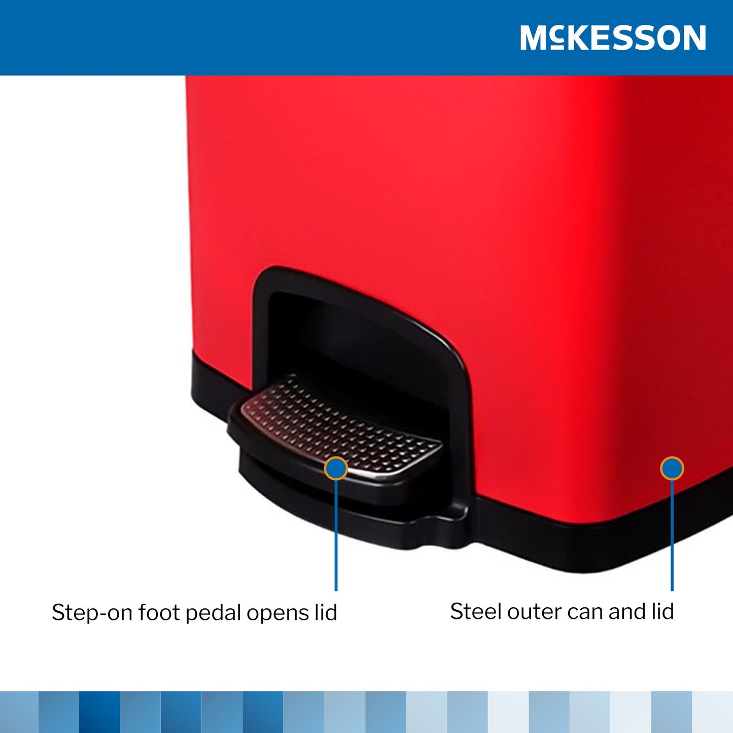 McKesson Trash Can 32 Quart / 8 gal. Red Metal Square (1223682_CS)