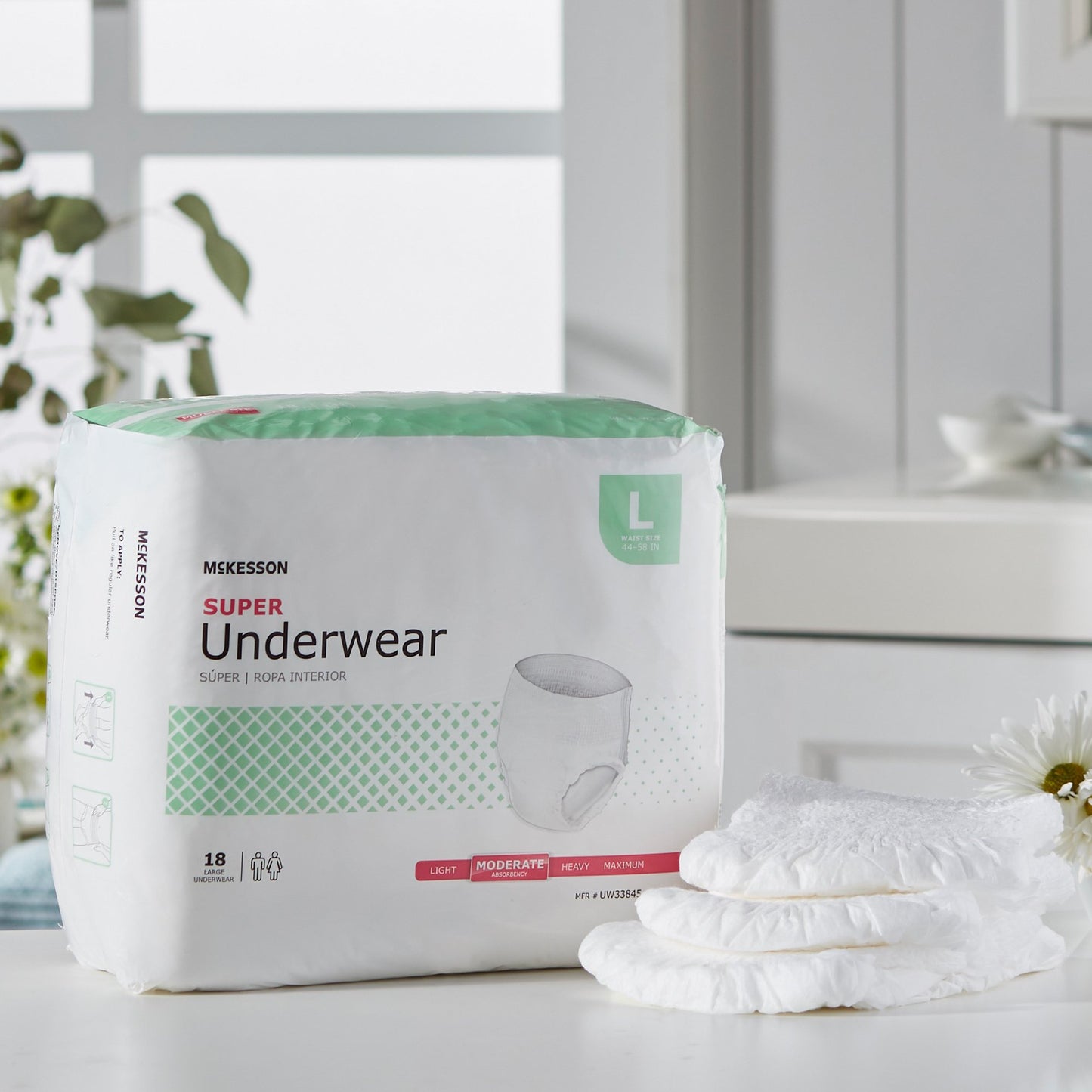 McKesson Unisex Adult Absorbent Underwear Pull On with Tear Away Seams Large Disposable Moderate Absorbency (1123833_CS)