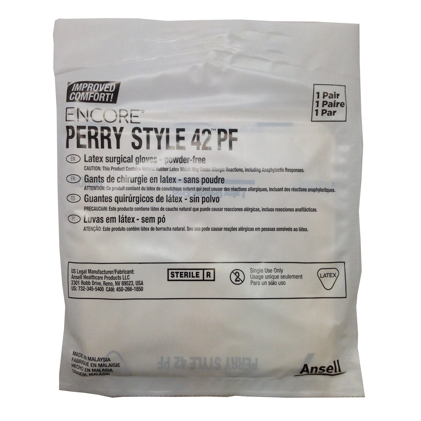 ENCORE® Perry® Style 42® PF Surgical Glove Size 8 Sterile Latex Standard Cuff Length Micro-Textured Natural Chemo Tested (1012598_BX)