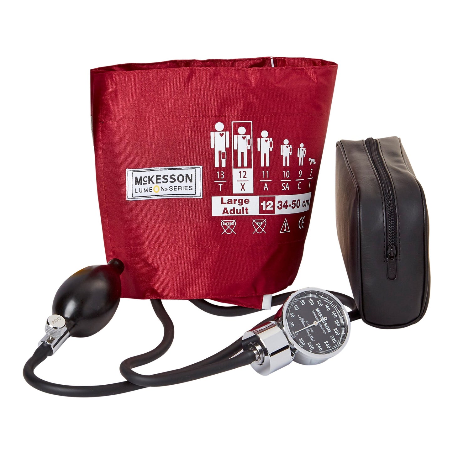 McKesson LUMEON™ Aneroid Sphygmomanometer Unit Large Adult Cuff Nylon Cuff 34 - 50 cm Pocket Aneroid (803184_BX)
