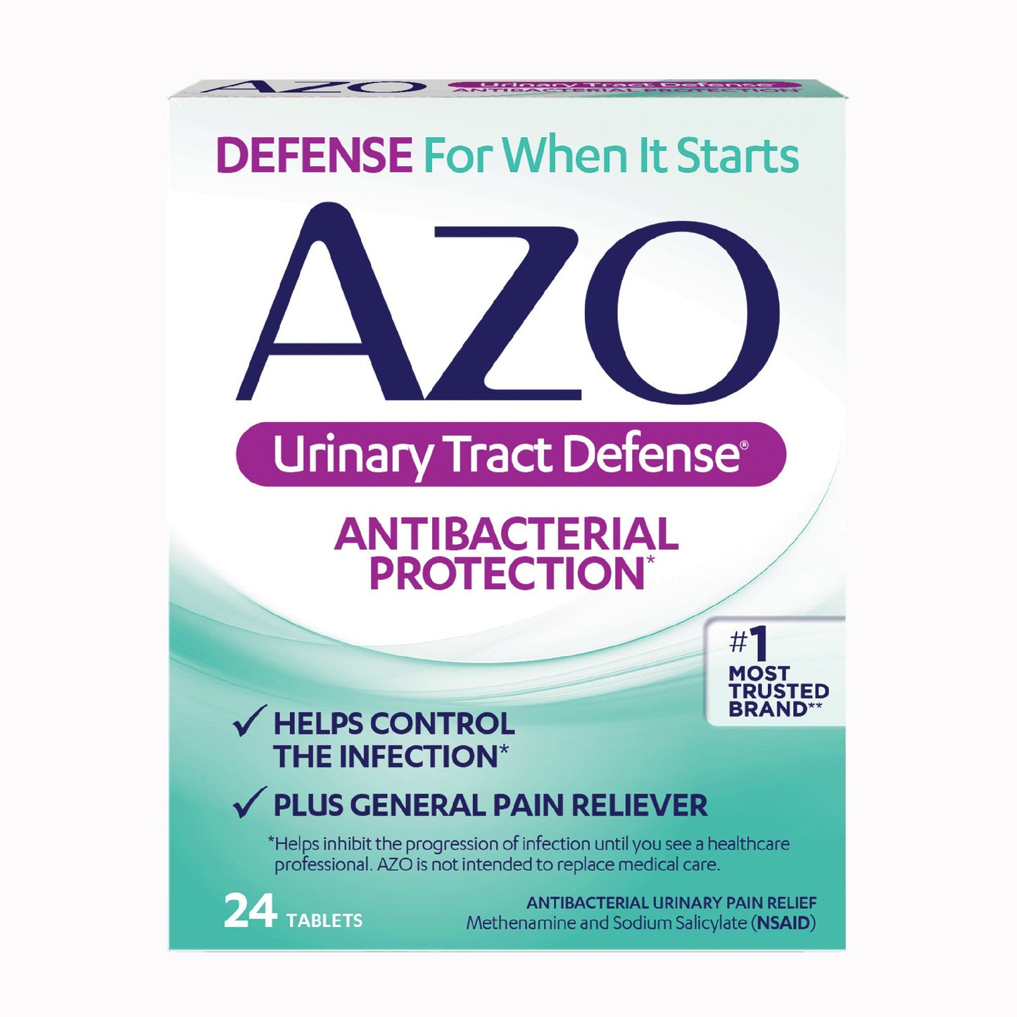 AZO® Urinary Tract Defense Urinary Pain Relief 162 mg - 162.5 mg Strength Methenamine / Sodium Salicylate Tablet 24 per Box (1268933_BX)