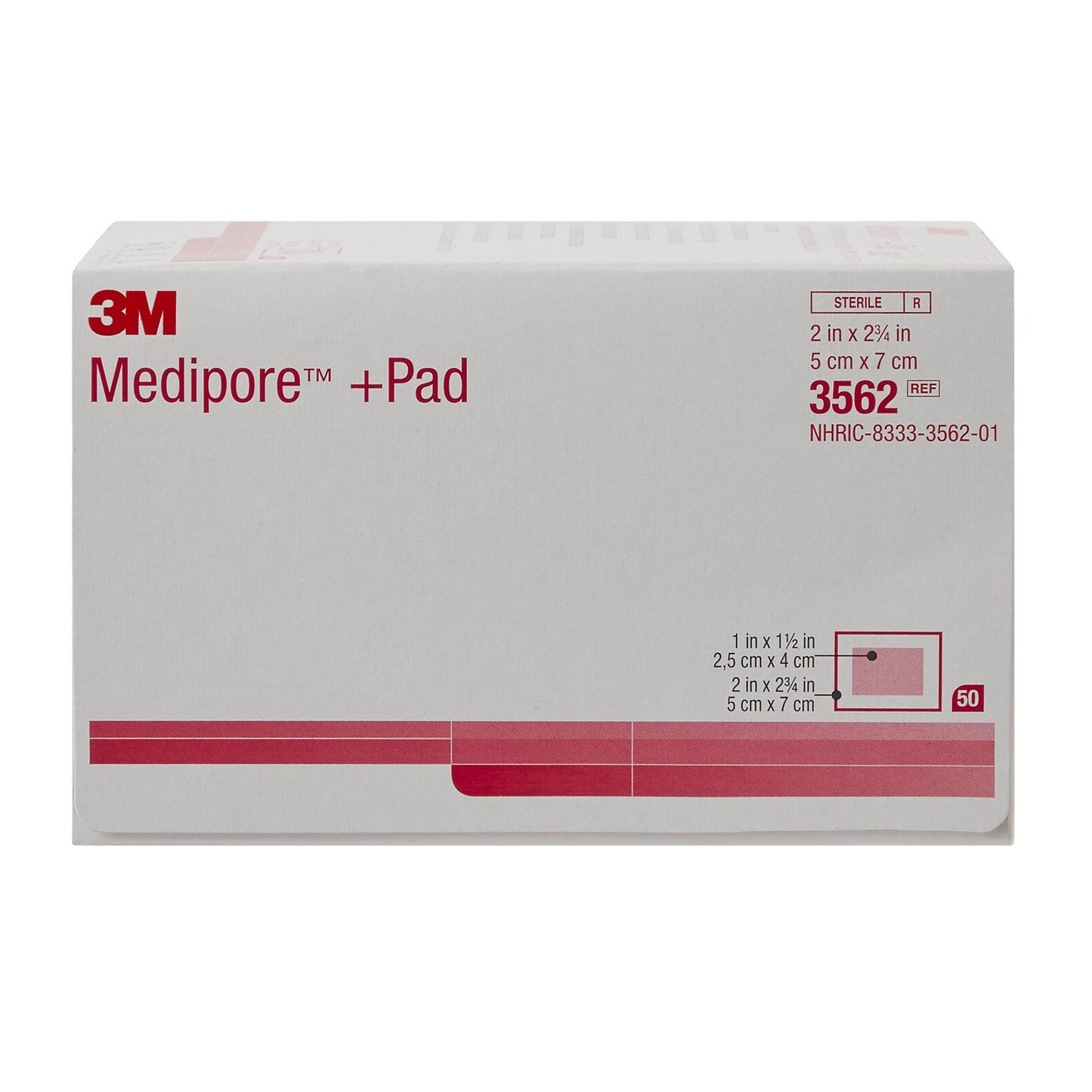 3M™ Medipore™ Composite Dressing 2 X 2-3/4 Inch Rectangle Sterile Nonwoven Backing (324093_BX)