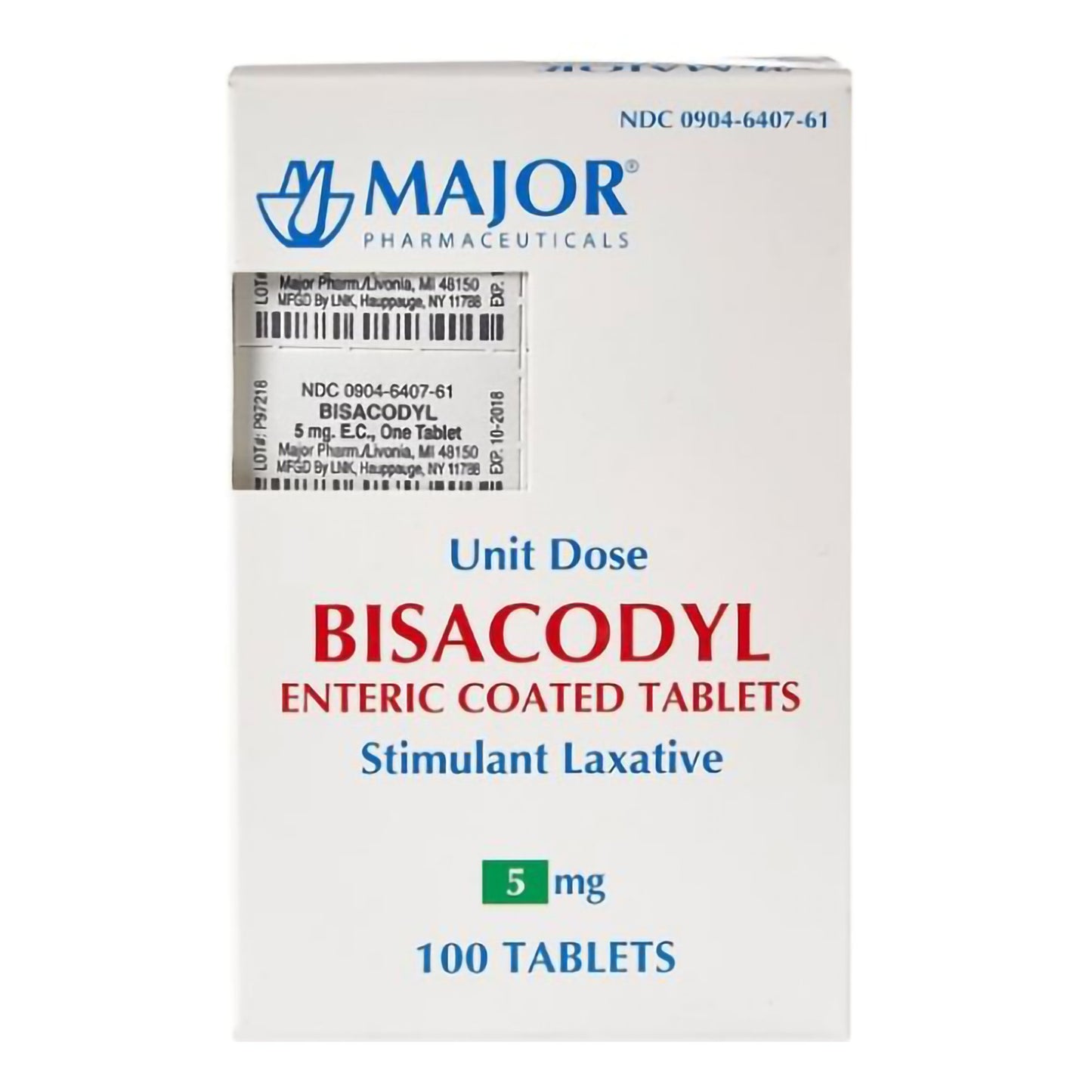 Major® Laxative Tablet 100 per Bottle 5 mg Strength Bisacodyl USP (952191_BX)