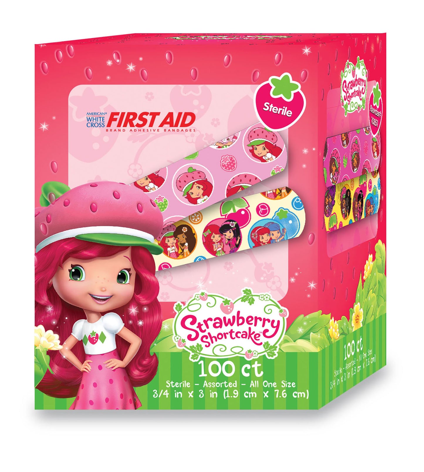 American® White Cross Stat Strip® Adhesive Strip 3/4 X 3 Inch Plastic Rectangle Kid Design (Strawberry Shortcake) Sterile (980580_BX)