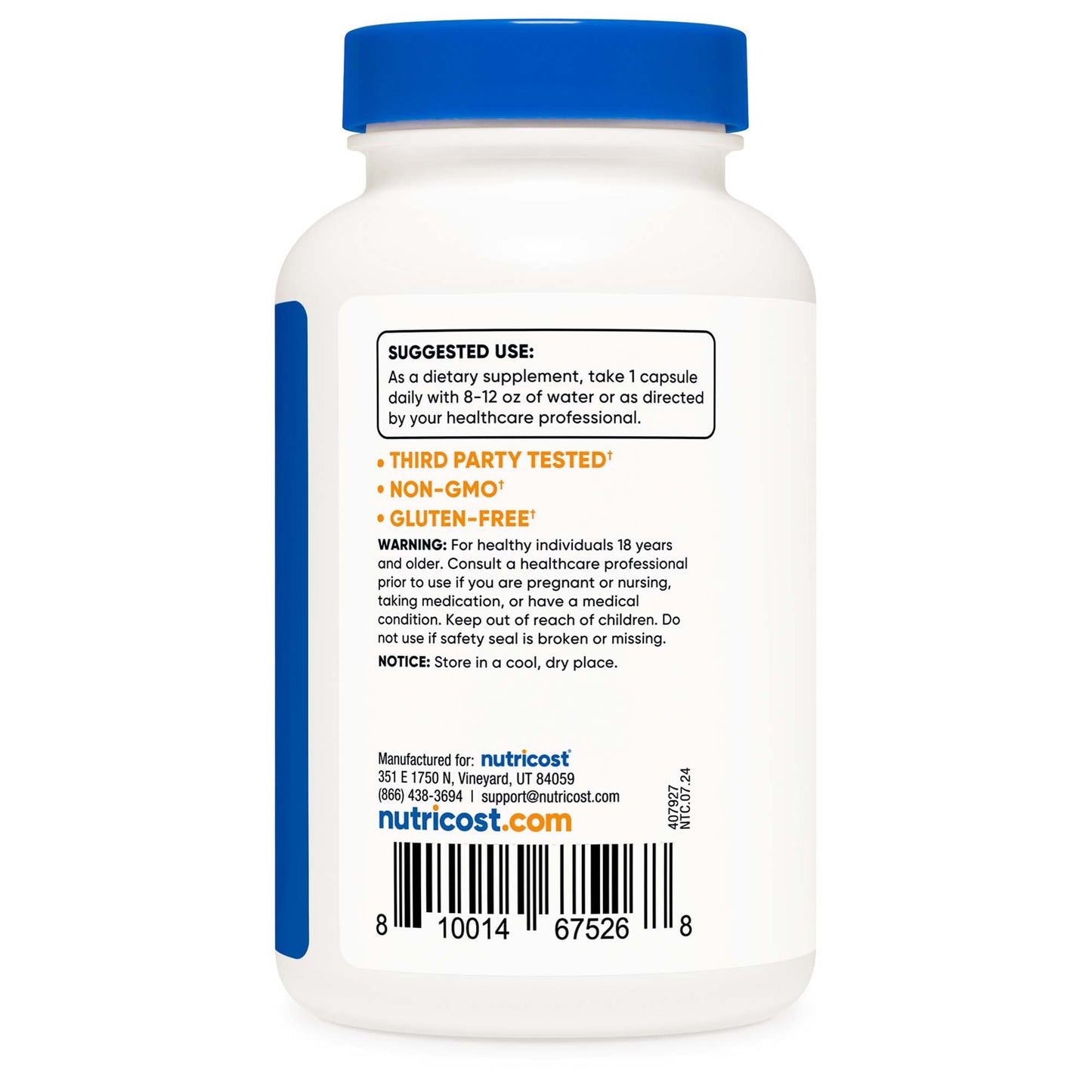 nutricost® Dietary Supplement Biotin 10 mg Strength Capsule 240 Per Bottle (1270255_BT)