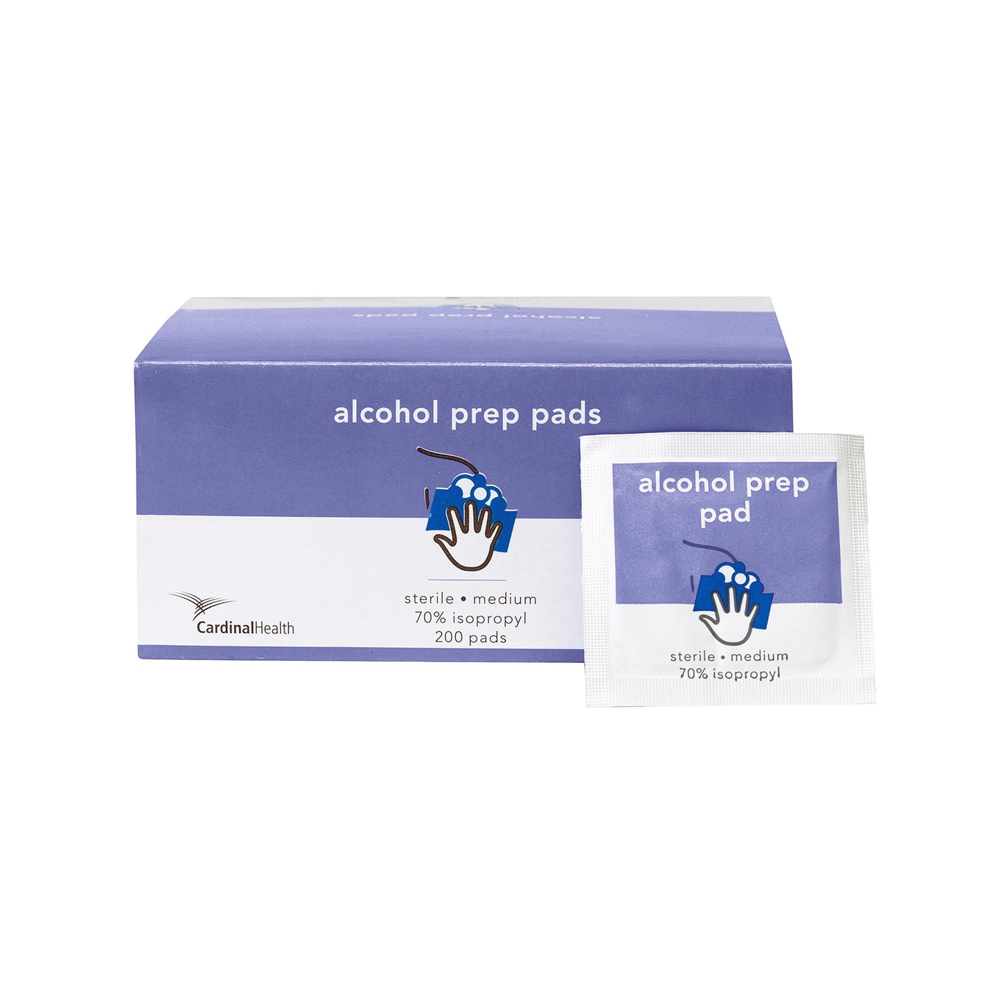 Cardinal Health Alcohol Prep Pad 70% Strength Isopropyl Alcohol Individual Packet Medium Sterile (1204058_CS)
