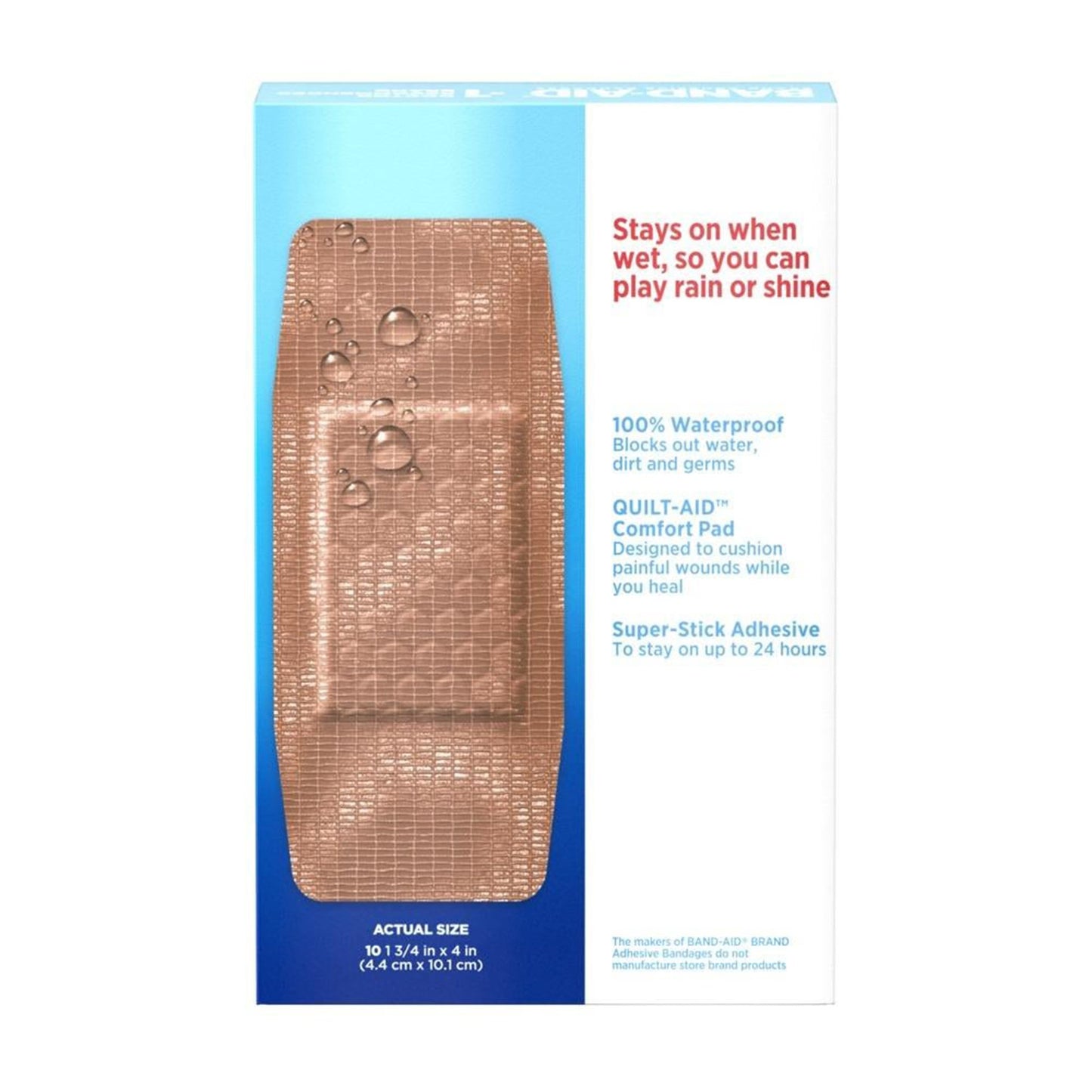 Band-Aid® Water Block® Tough Strips™ XL Adhesive Strip 1-3/4 X 4 Inch Plastic Rectangle Tan Sterile (1228803_BX)