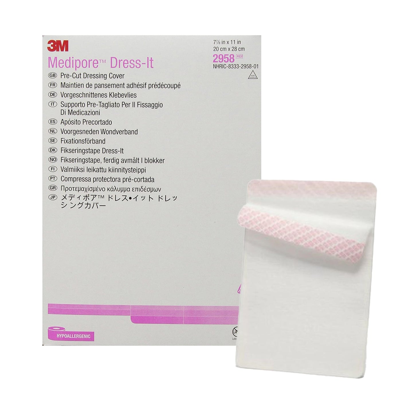 3M™ Medipore™ Dress-It Dressing Retention Tape with Liner White 7-7/8 X 11 Inch Soft Cloth NonSterile (683385_BX)
