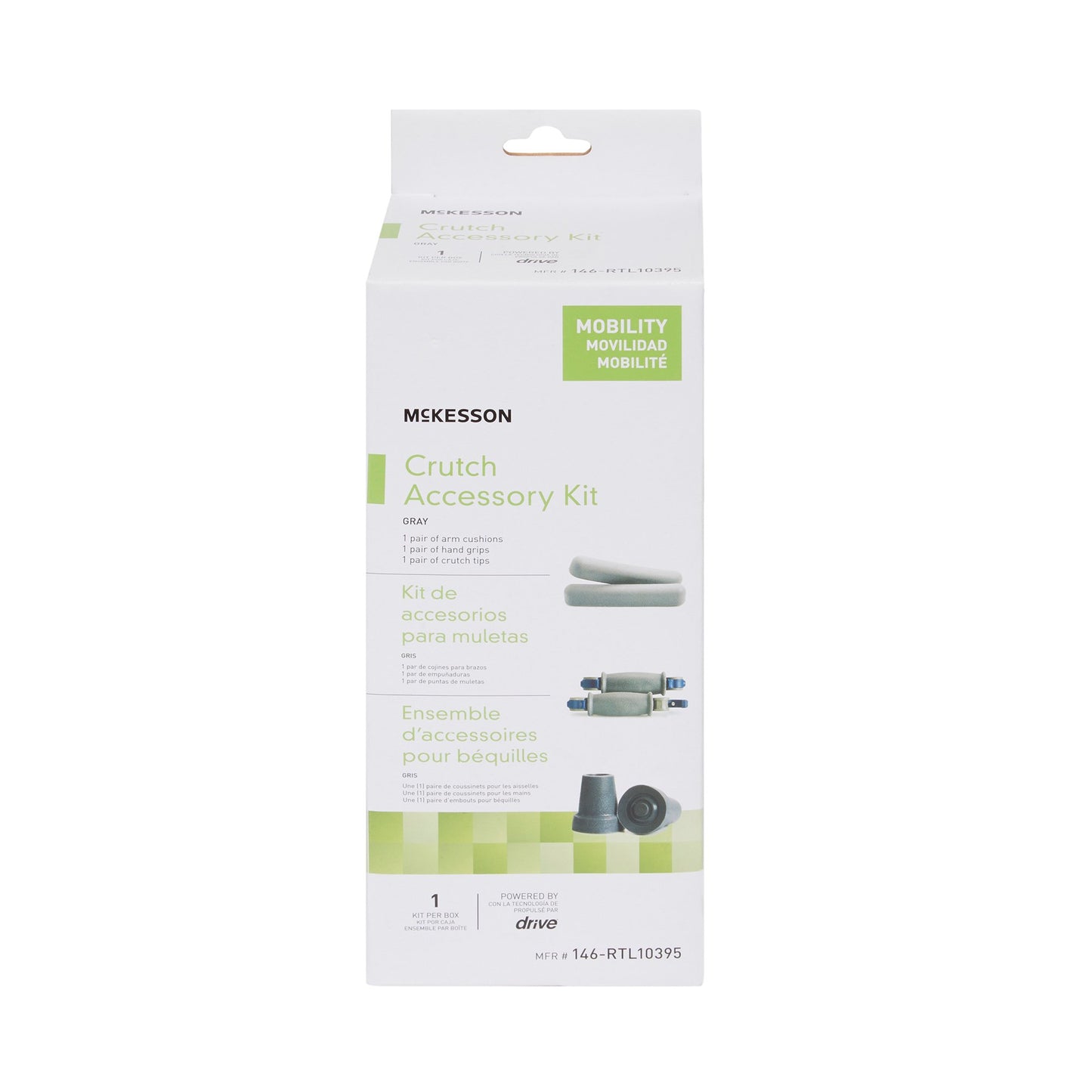 McKesson Crutch Accessory Kit For use with Universal Quick-Adjust Aluminum Crutch, MFR # 146-RTL10433 (1103370_CS)