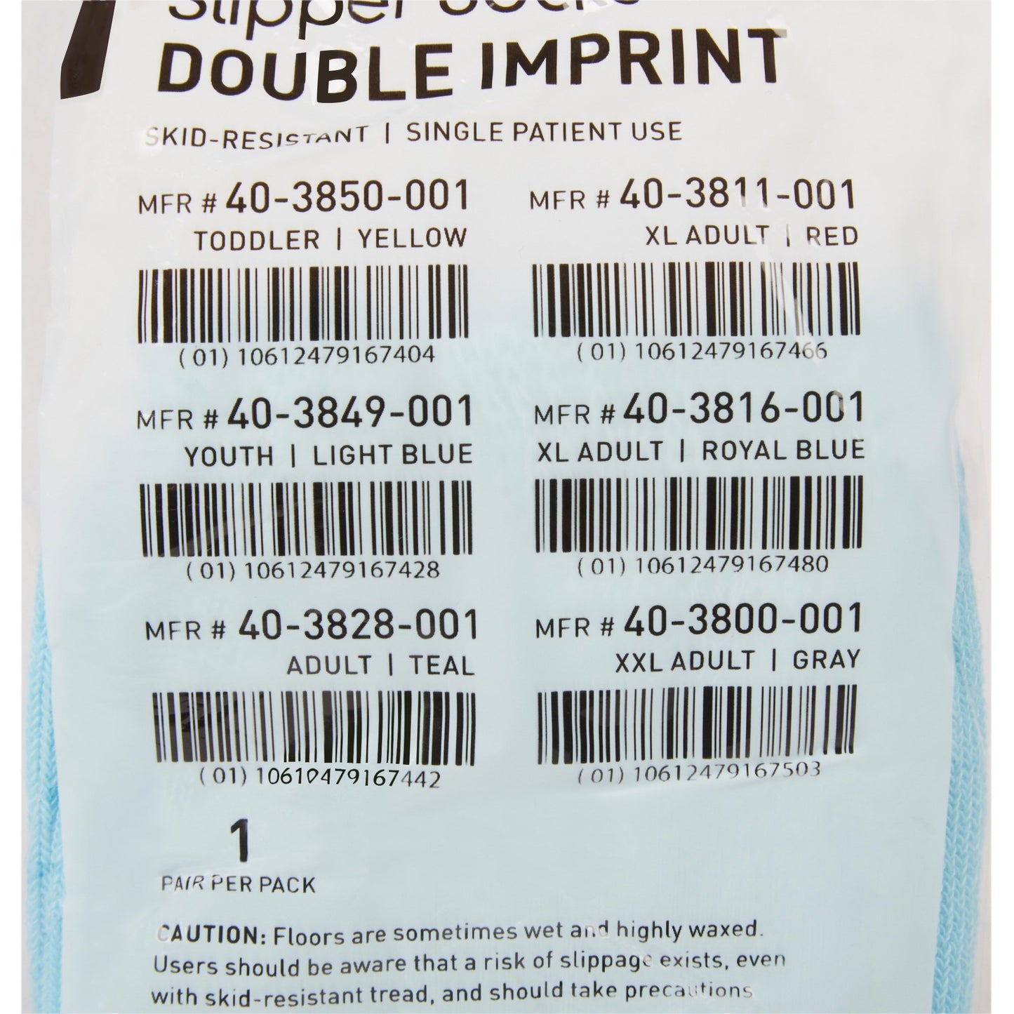 McKesson Terries™ Slipper Socks Unisex Child Double Tread Single Patient Use Light Blue (558993_PR)