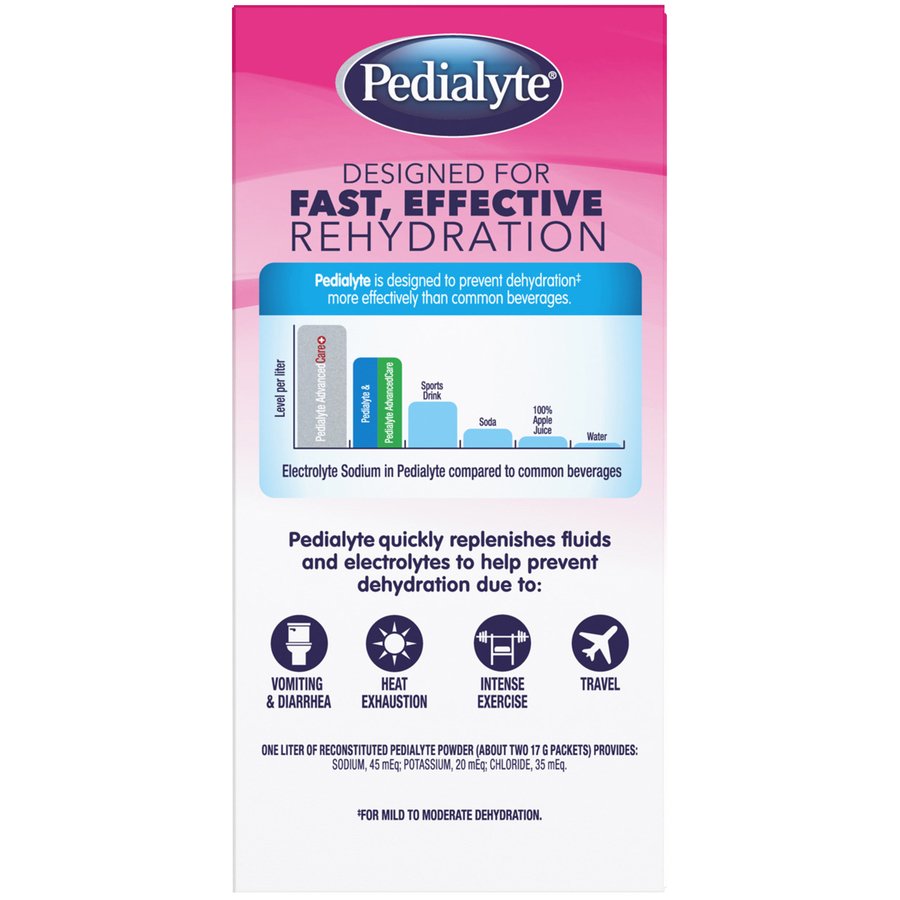 Pedialyte® Powder Packs Oral Electrolyte Solution Strawberry Lemonade Flavor 0.6 oz. Electrolyte (1130200_PK)
