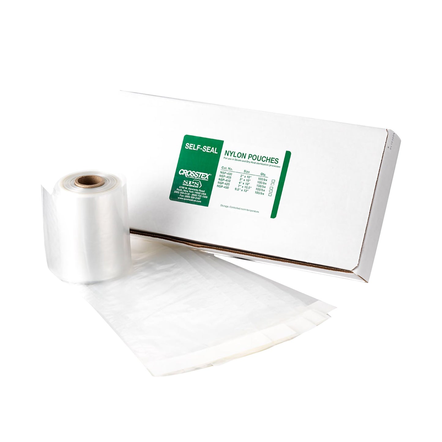 SPS Medical Supply Sterilization Pouch Dry Heat 2 X 10 Inch Transparent Self Seal Nylon (632268_BX)
