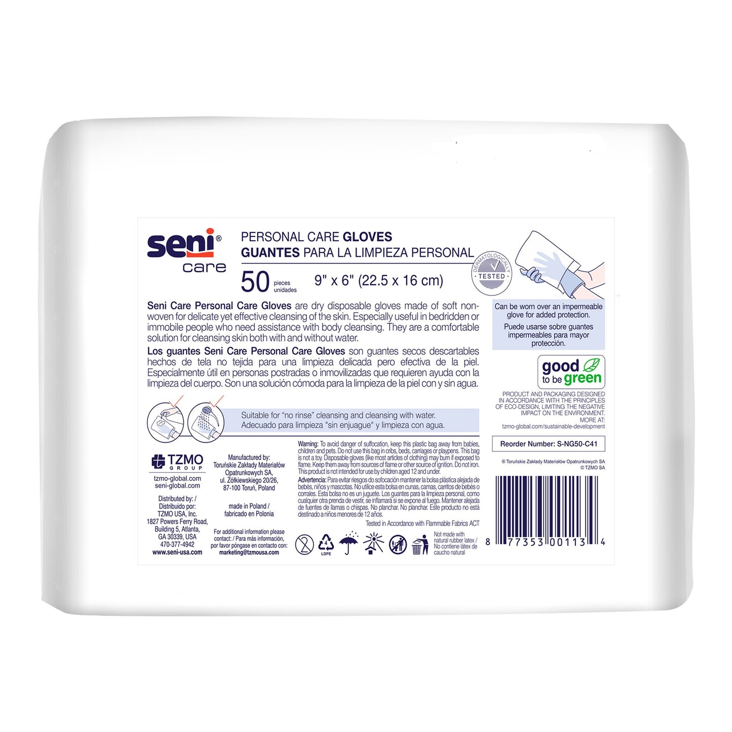 Seni Care Wash Mitt 6 X 9 Inch White Disposable (1163872_PK)