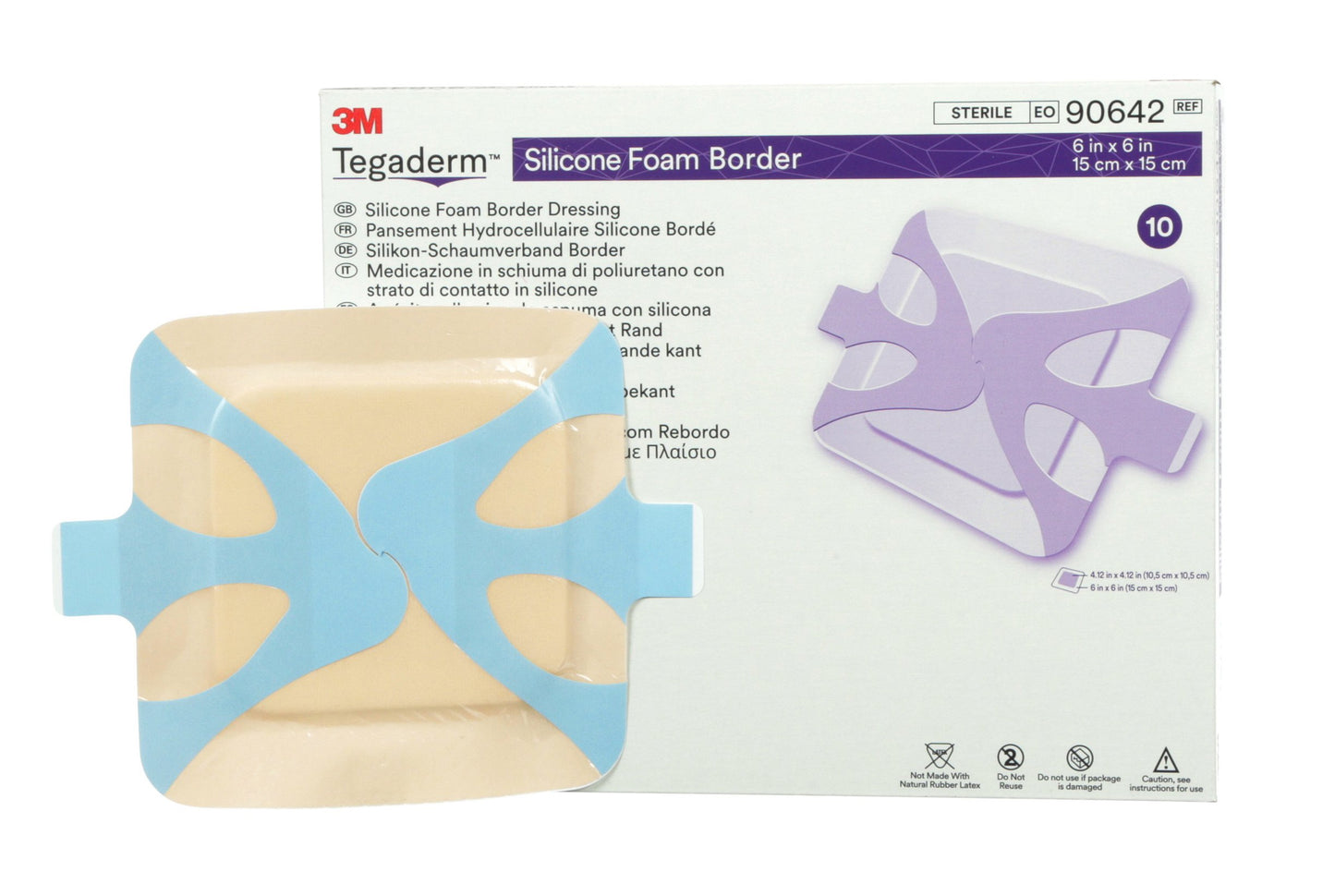 3M™ Tegaderm™ Foam Dressing 6 X 6 Inch With Border Film Backing Silicone Adhesive Square Sterile (842346_EA)
