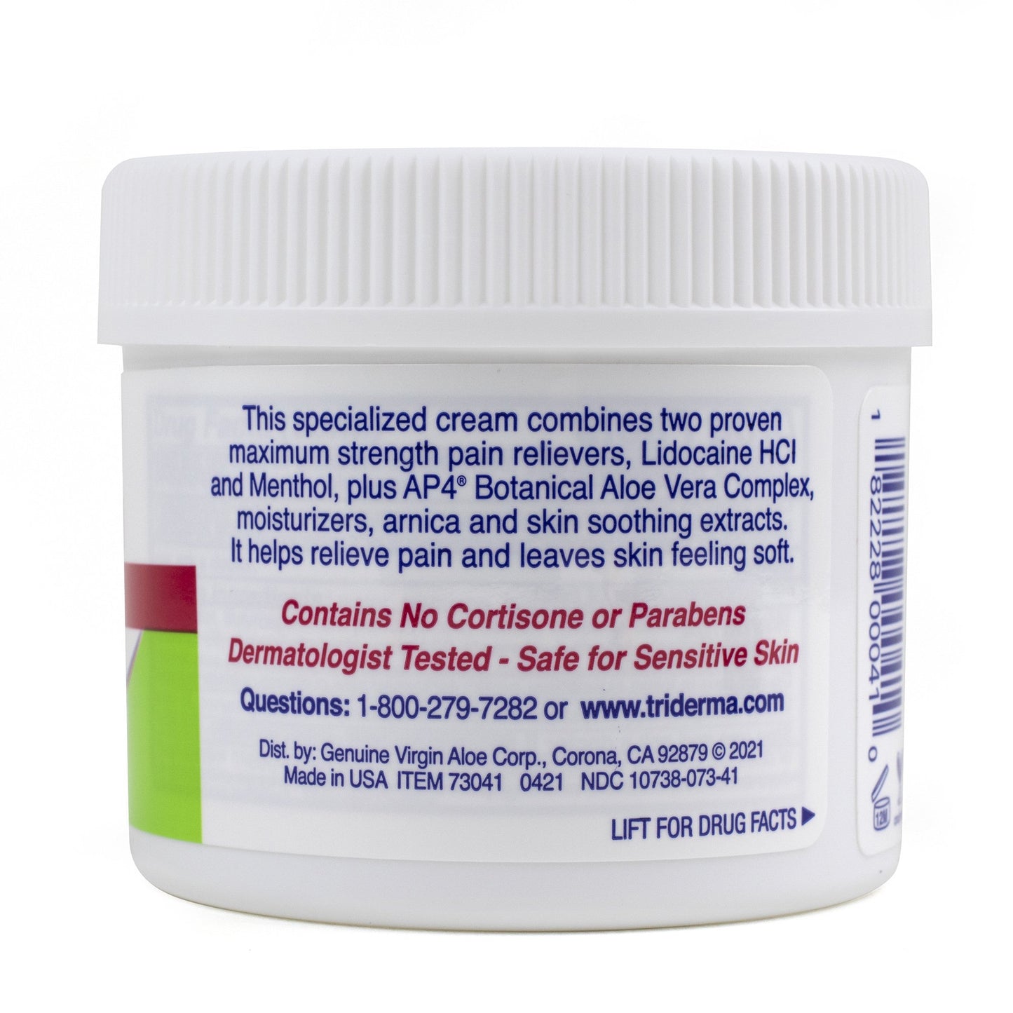 TriDerma MD® Topical Pain Relief 4% - 1% Strength Lidocaine / Menthol Cream 4 oz. (906175_EA)