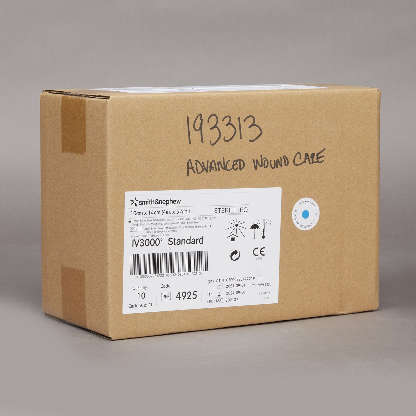 IV3000™ Catheter Securement Dressing Film 4 X 5 Inch Sterile (193313_CS)