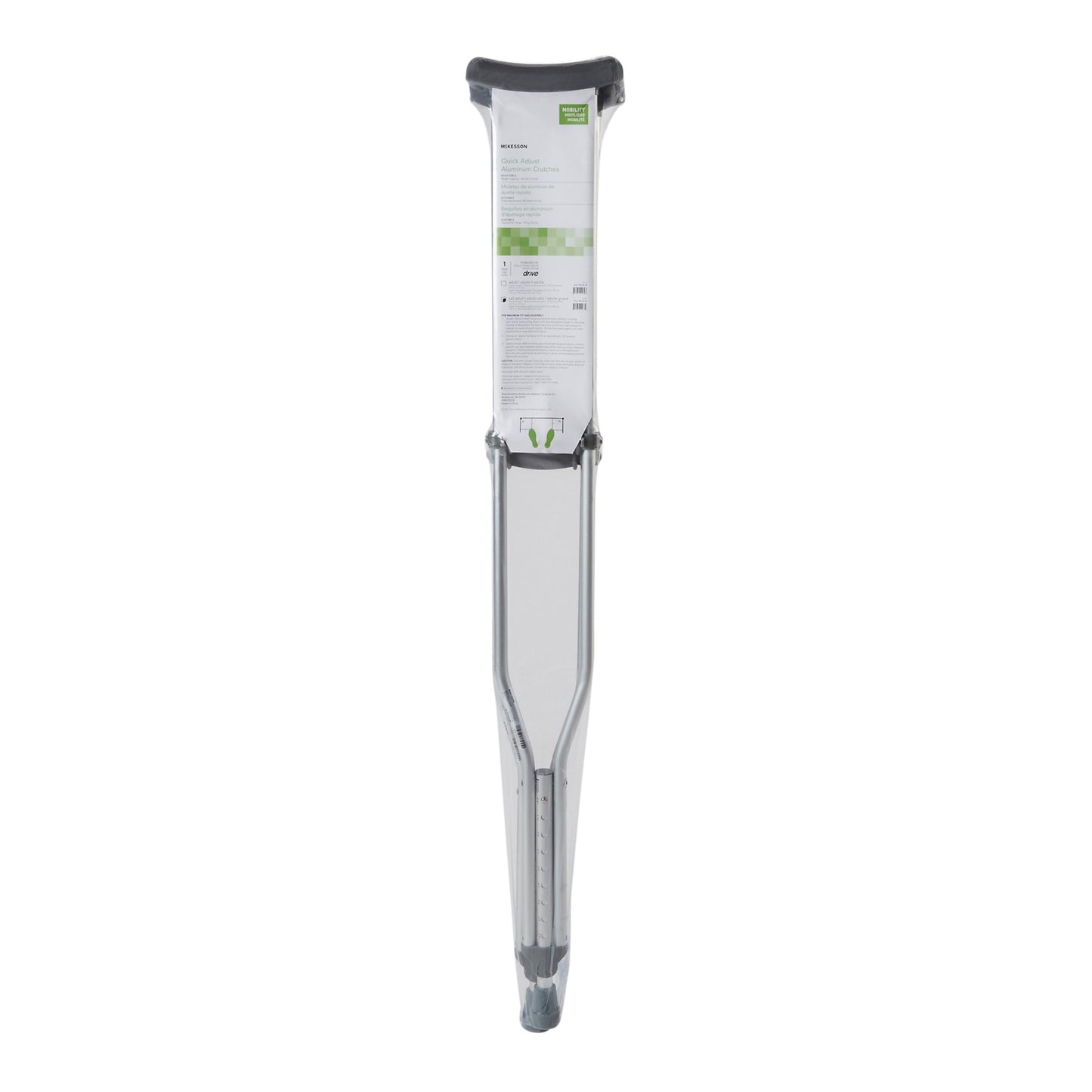 McKesson Underarm Crutches Tall Adult 5 Foot 10 Inch to 6 Foot 6 Inch User Height Aluminum Frame 350 lbs. Weight Capacity (1065232_PR)