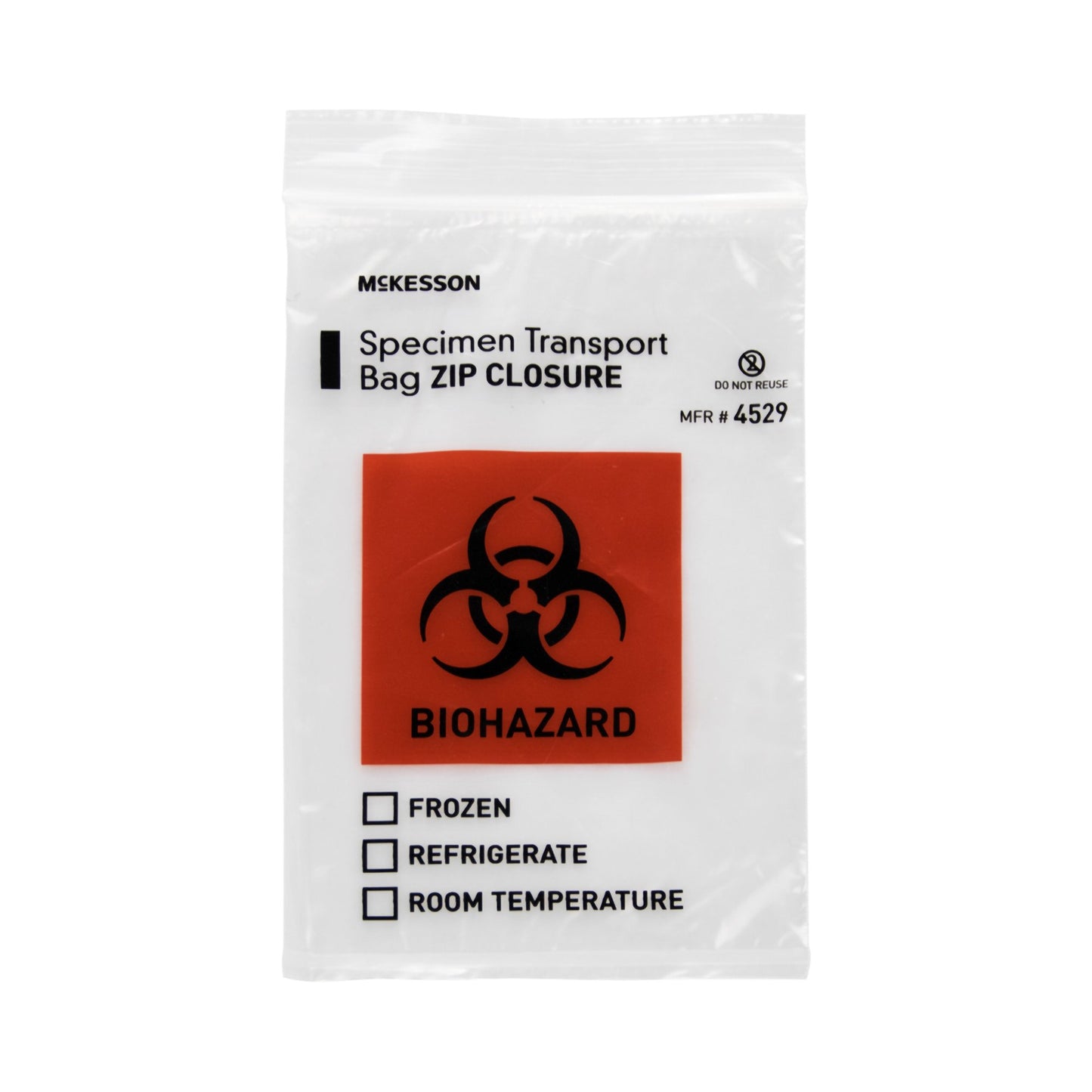 McKesson Specimen Transport Bag 6 X 9 Inch Zip Closure Biohazard Symbol / Storage Instructions NonSterile (854568_CS)