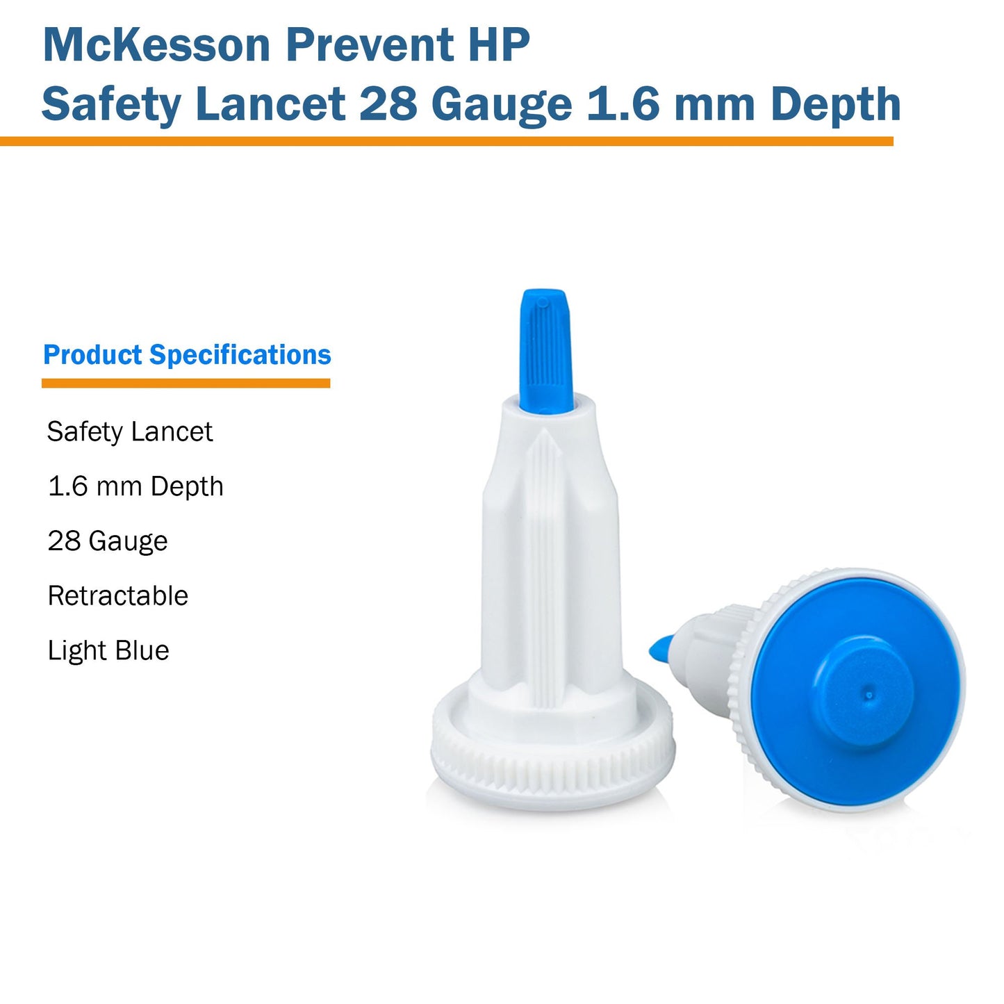 McKesson Prevent® HP Safety Lancet 28 Gauge Retractable Push Button Activation Finger (1217988_BX)