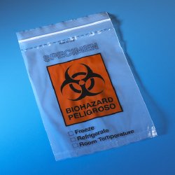 Globe Scientific Specimen Transport Bag with Document Pouch 6 X 9 Inch Zip Closure Biohazard Symbol / Storage Instructions NonSterile (1011813_CS)