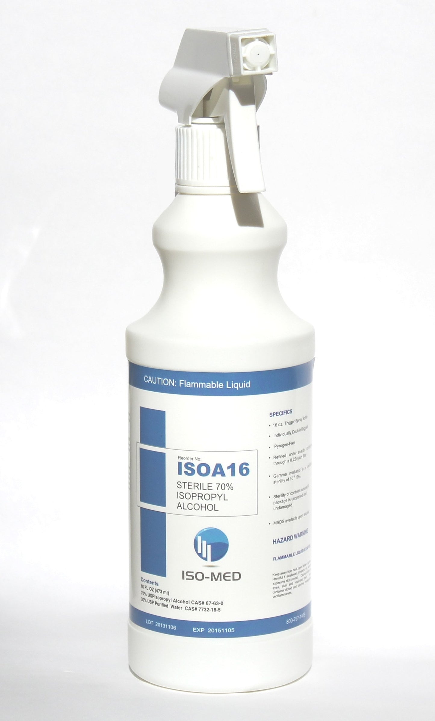 Iso-Med Surface Disinfectant Cleaner Alcohol Based Trigger Spray Liquid 16 oz. Bottle Alcohol Scent Sterile (950884_EA)
