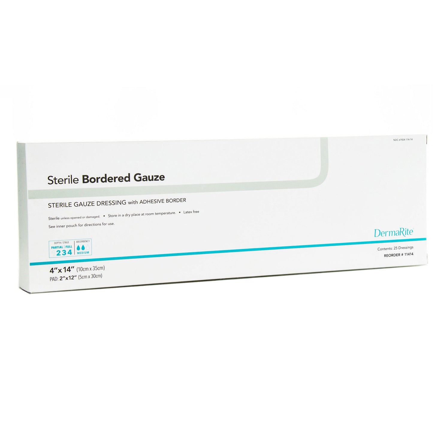 DermaRite® Bordered Gauze Island Dressing 4 X 14 Inch Rectangle Sterile (946447_BX)