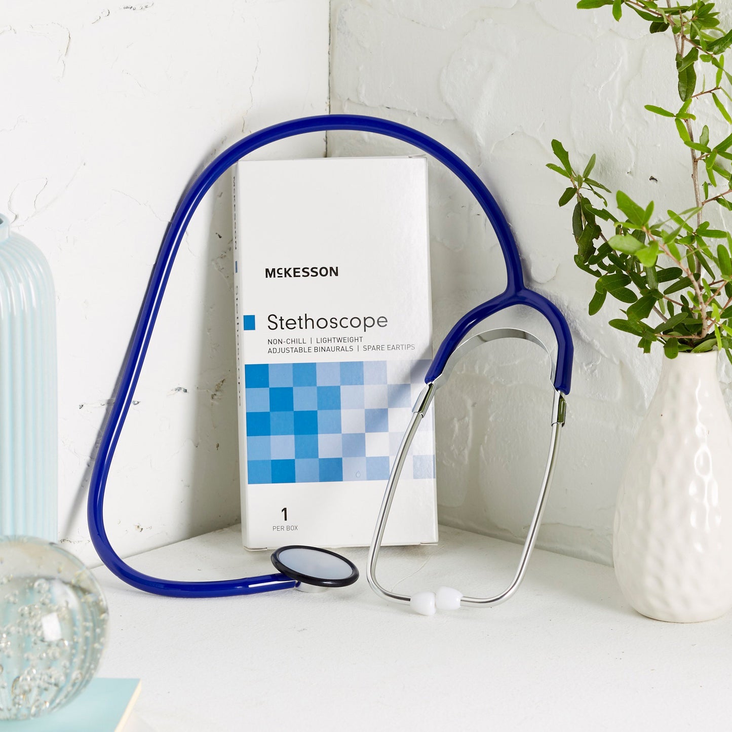 McKesson General Exam Stethoscope Royal Blue 1-Tube 21 Inch Tube Single Sided Chestpiece (363738_EA)