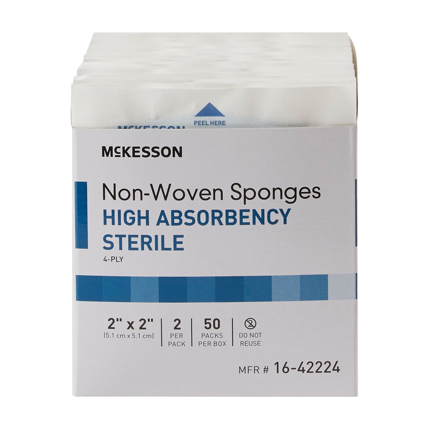 McKesson Nonwoven Sponge 2 X 2 Inch 4-Ply Sterile 2 per Pack (482409_CS)