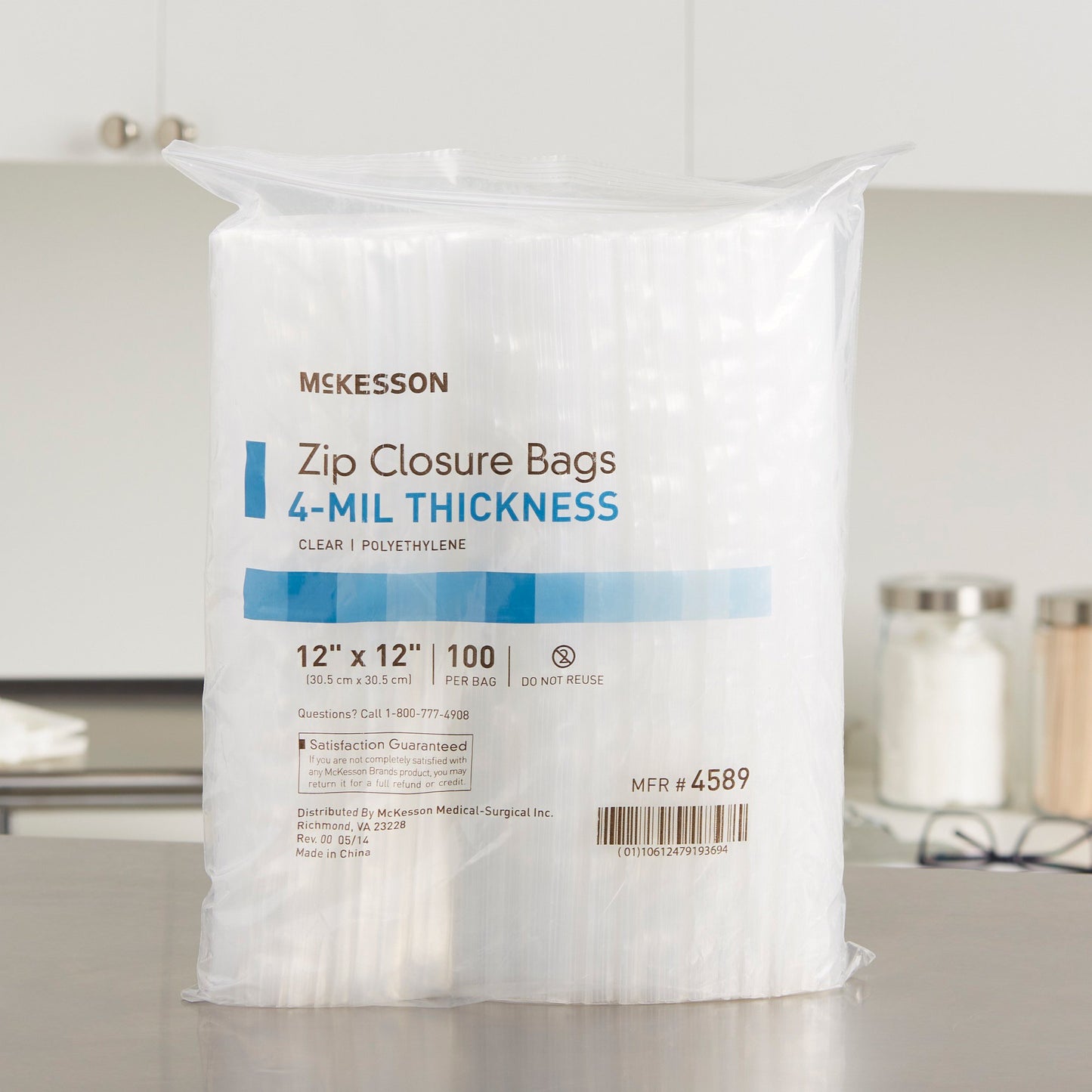 McKesson Reclosable Bag 12 X 12 Inch Polyethylene Clear Zipper Closure (957786_CS)