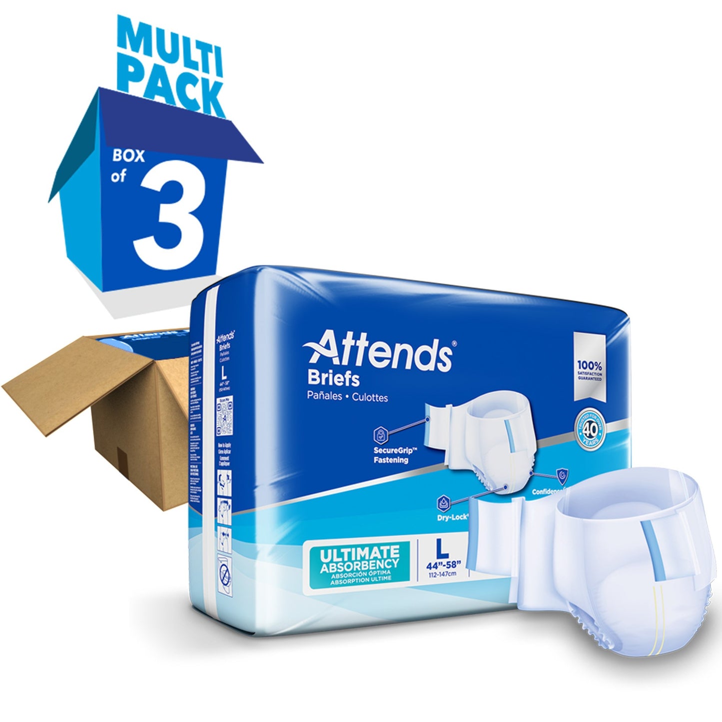 Attends® Advanced Unisex Adult Incontinence Brief Large Disposable Heavy Absorbency (950225_CS)