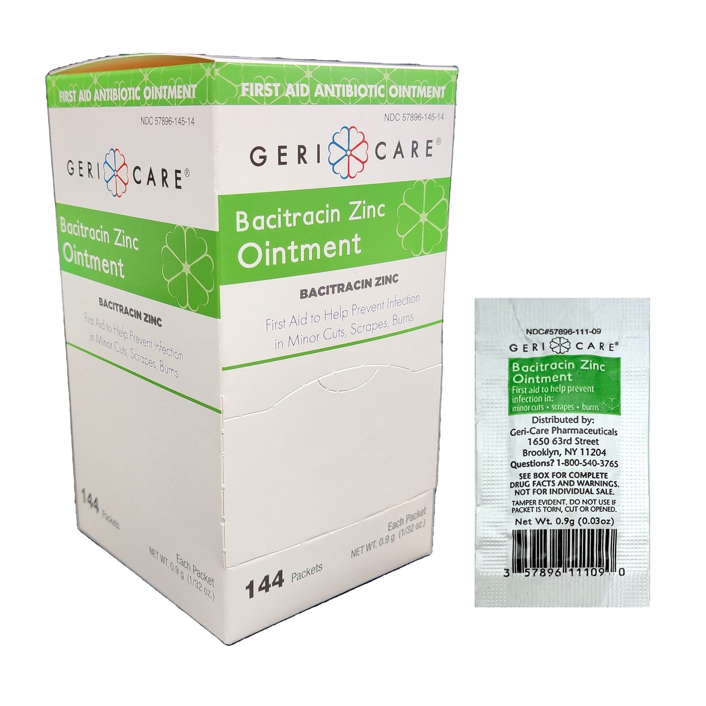 Geri-Care First Aid Antibiotic Bacitracin Zinc Ointment 0.9 Gram Individual Packet (1220888_BX)