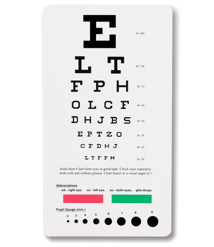 Prestige Medical Eye Chart 6 Foot Distance Acuity Test (890023_EA)