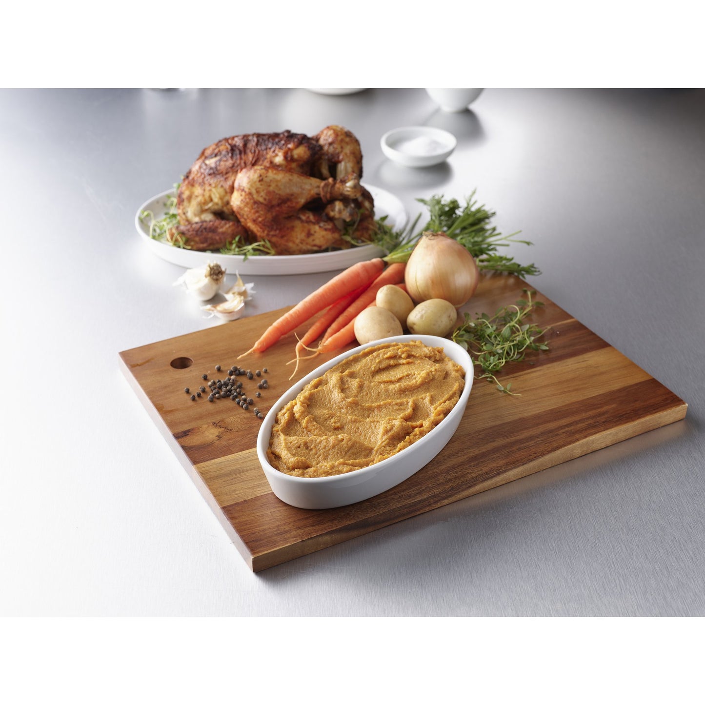 Thick & Easy® Purees Thickened Food 7 oz. Tray Roasted Chicken with Potatoes / Carrots Flavor Puree IDDSI Level 2 Mildly Thick (797226_CS)