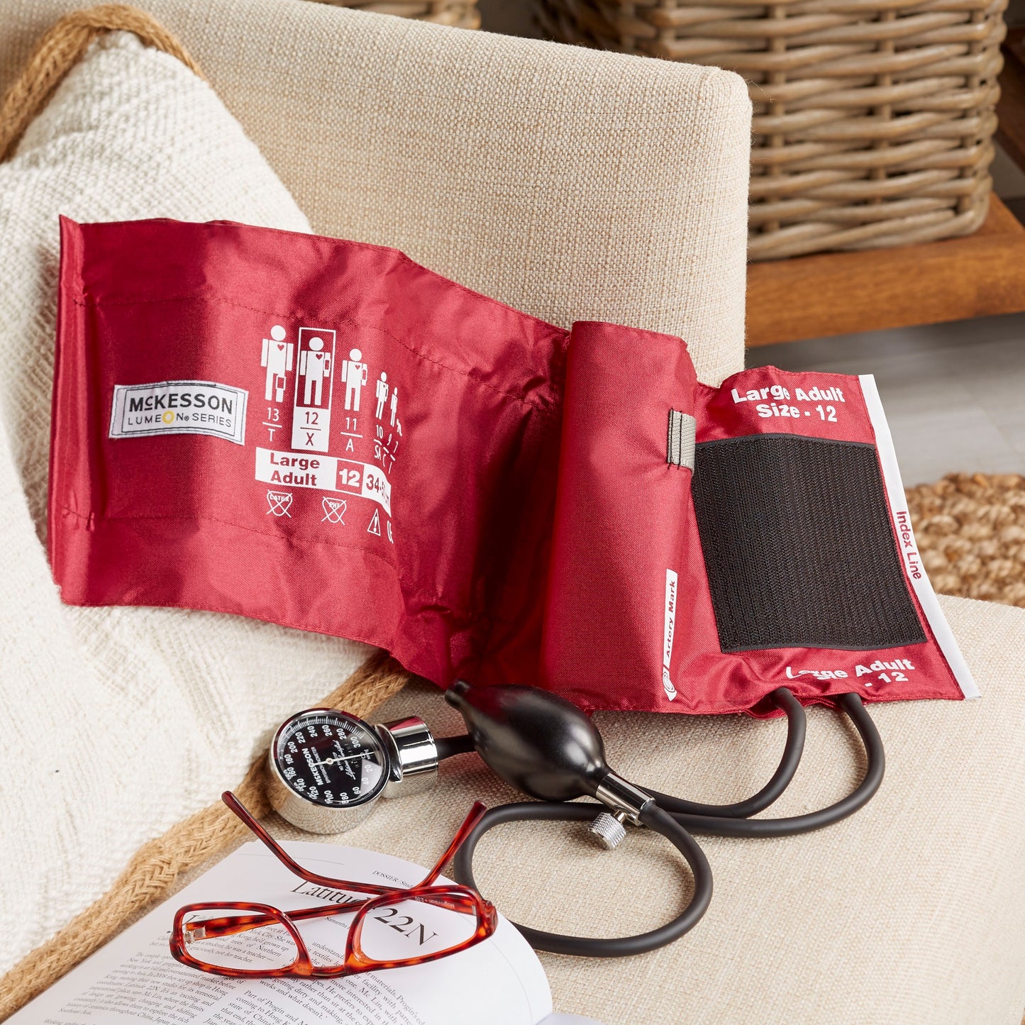 McKesson LUMEON™ Aneroid Sphygmomanometer Unit Large Adult Cuff Nylon Cuff 34 - 50 cm Pocket Aneroid (803184_BX)