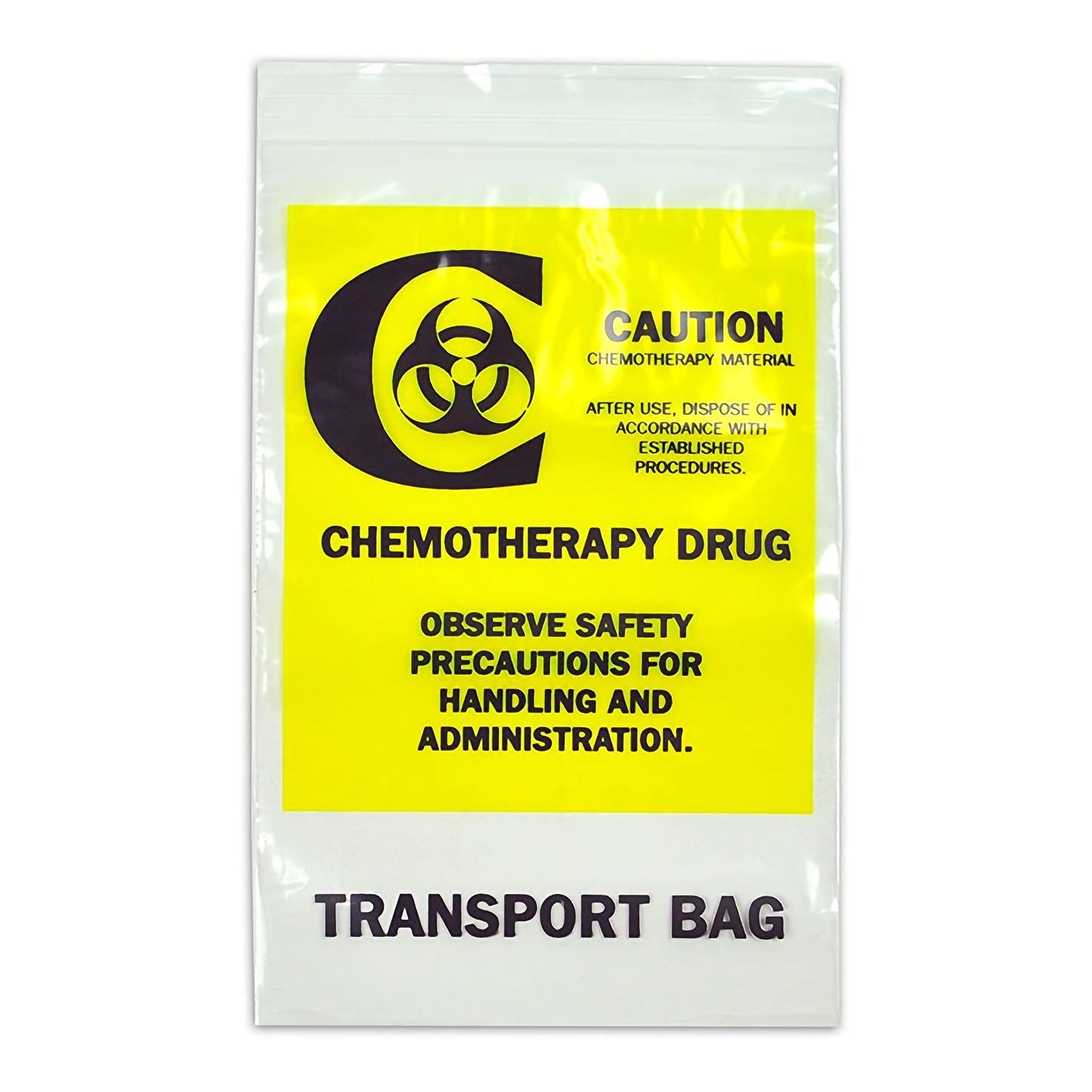 LK® Hazardous Drug Bag Biohazard Symbol / Chemotherapy Drug / Transport Bag Clear / Yellow 12 X 15 Inch (853573_CS)