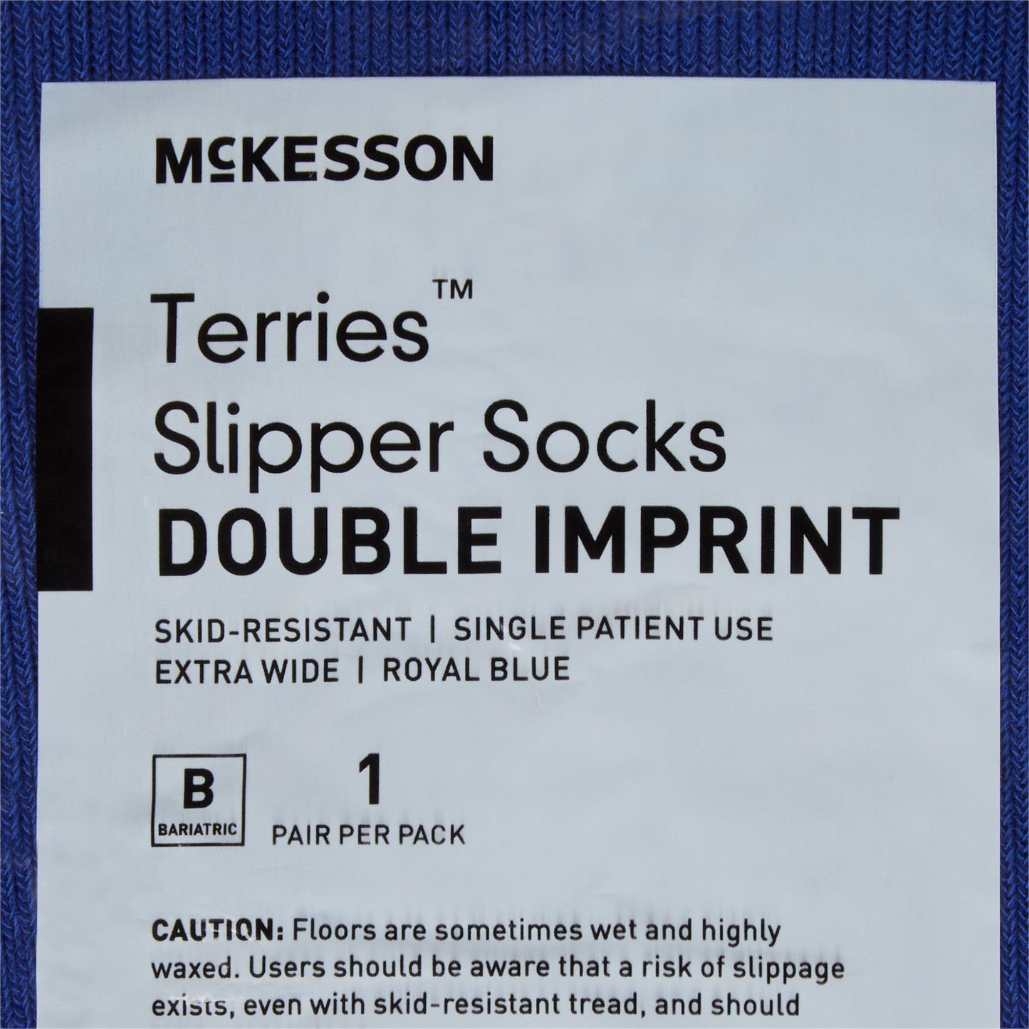 McKesson Terries™ Slipper Socks Unisex Adult Bariatric / X-Wide Double Tread Single Patient Use Royal Blue (558997_PR)
