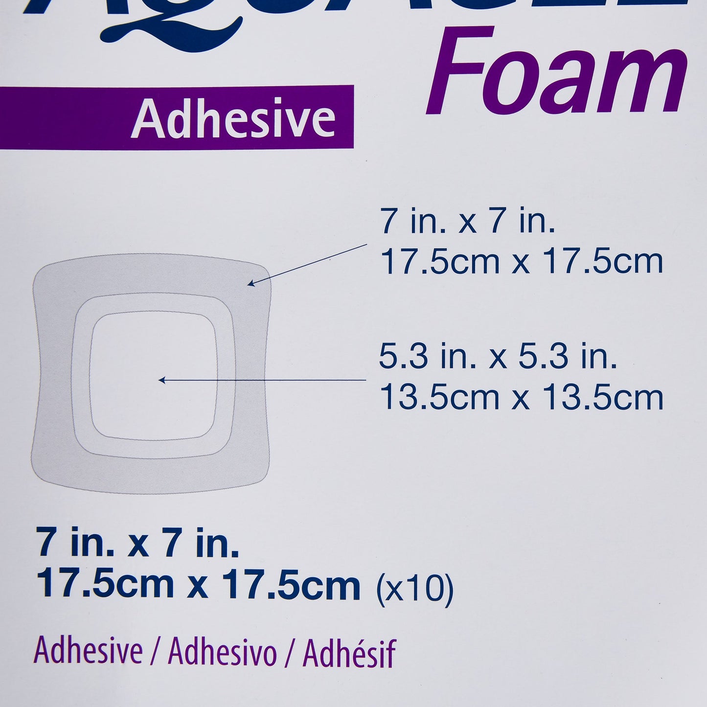 Aquacel® Foam Dressing 7 X 7 Inch With Border Waterproof Film Backing Silicone Adhesive Square Sterile (802595_EA)