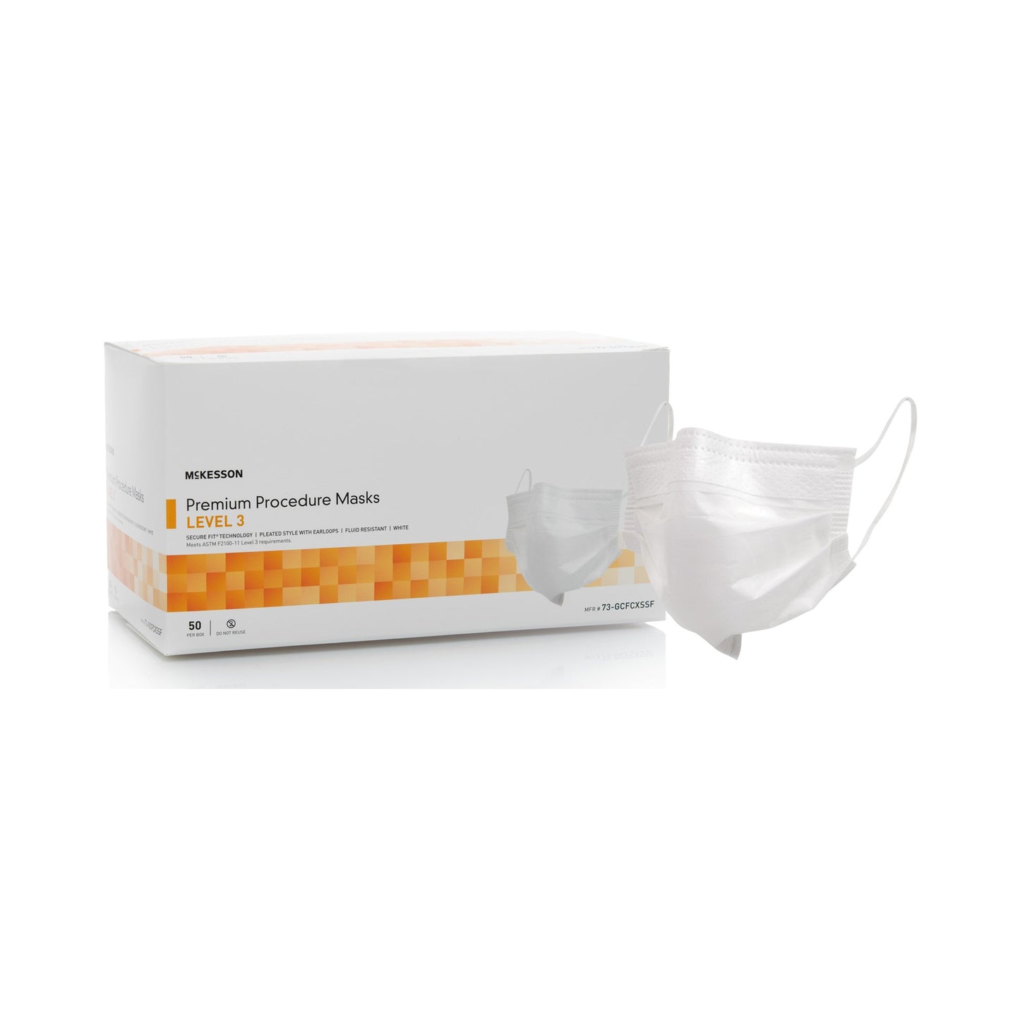 McKesson Procedure Mask ASTM Level 3 Earloops One Size Fits Most (1106632_CS)