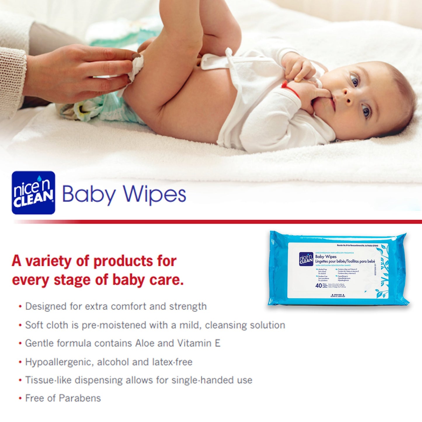Nice'n Clean® Baby Wipe Soft Pack Unscented 40 Count (386905_CS)