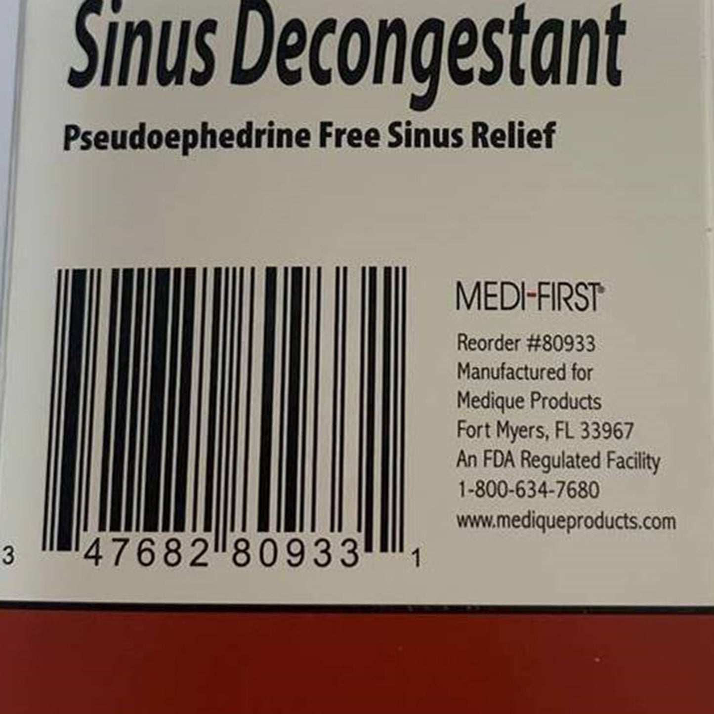 Medi-First® Sinus Relief 10 mg Strength Tablet 100 per Box (788102_CS)