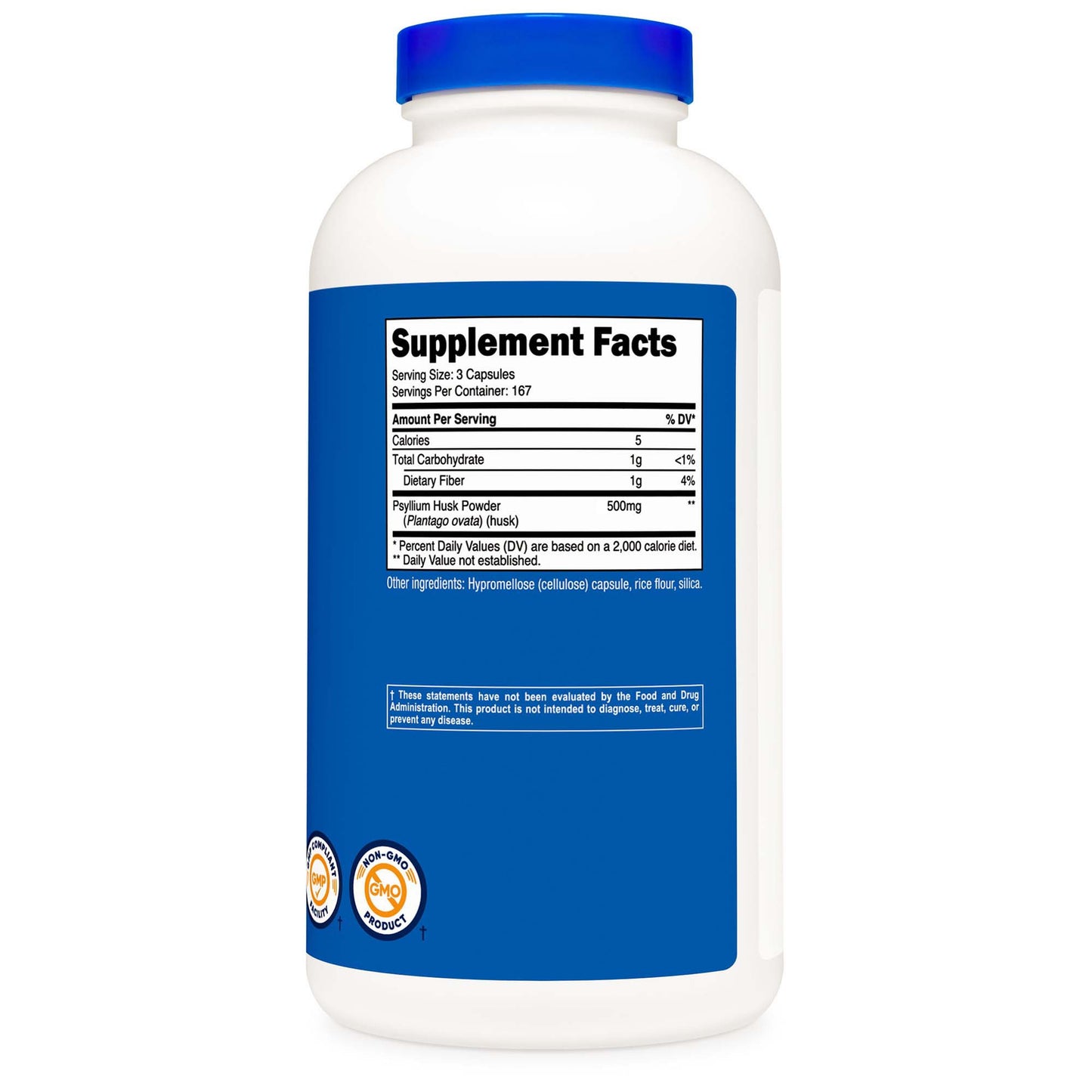 nutricost® Dietary Supplement Psyllium Husk 500 mg Strength Capsule 500 Per Bottle (1270252_BT)